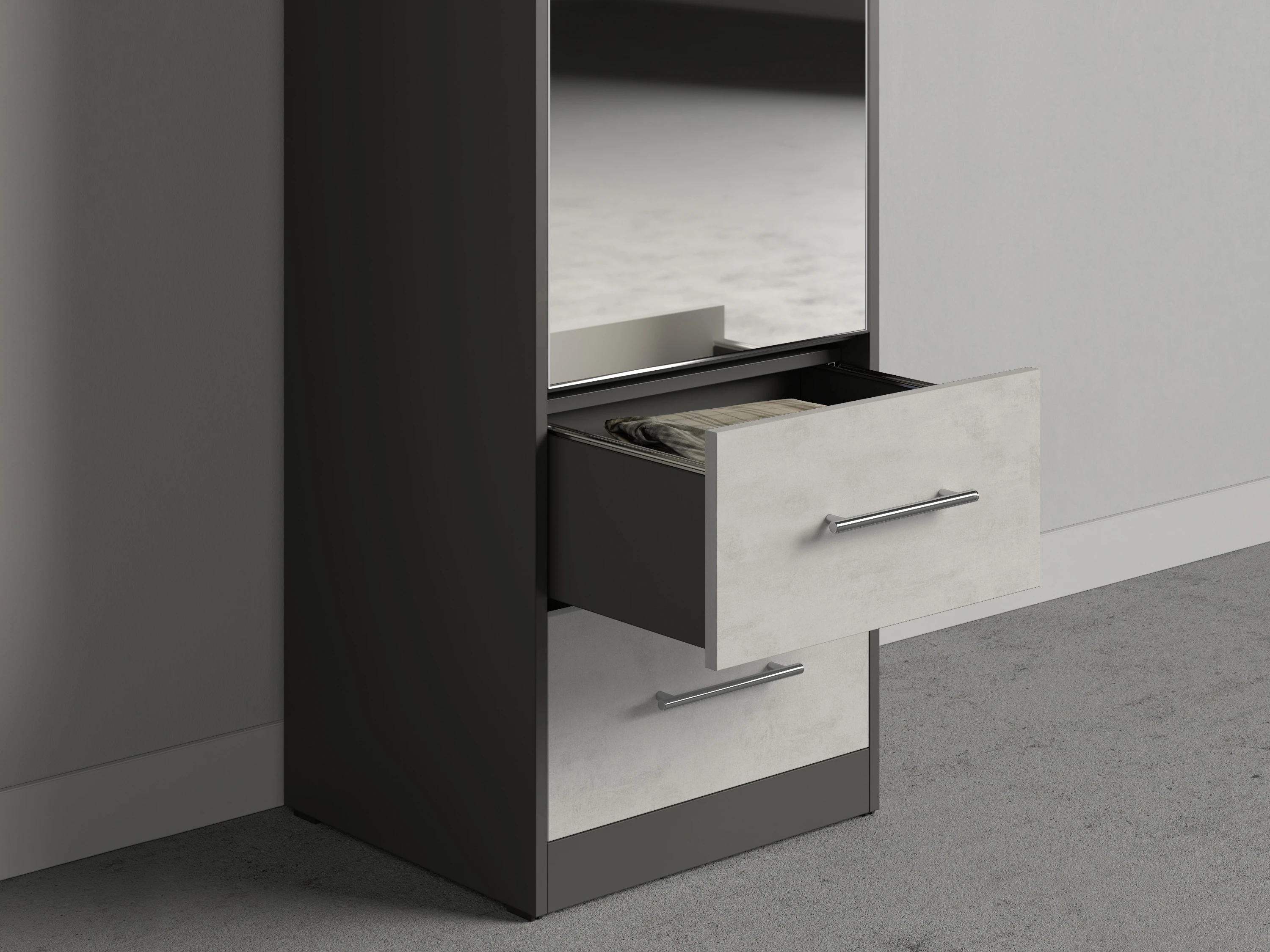 Cabinet 50 cm (Standard 45 cm depth) Anthracite / Mirror / Concrete picture 4