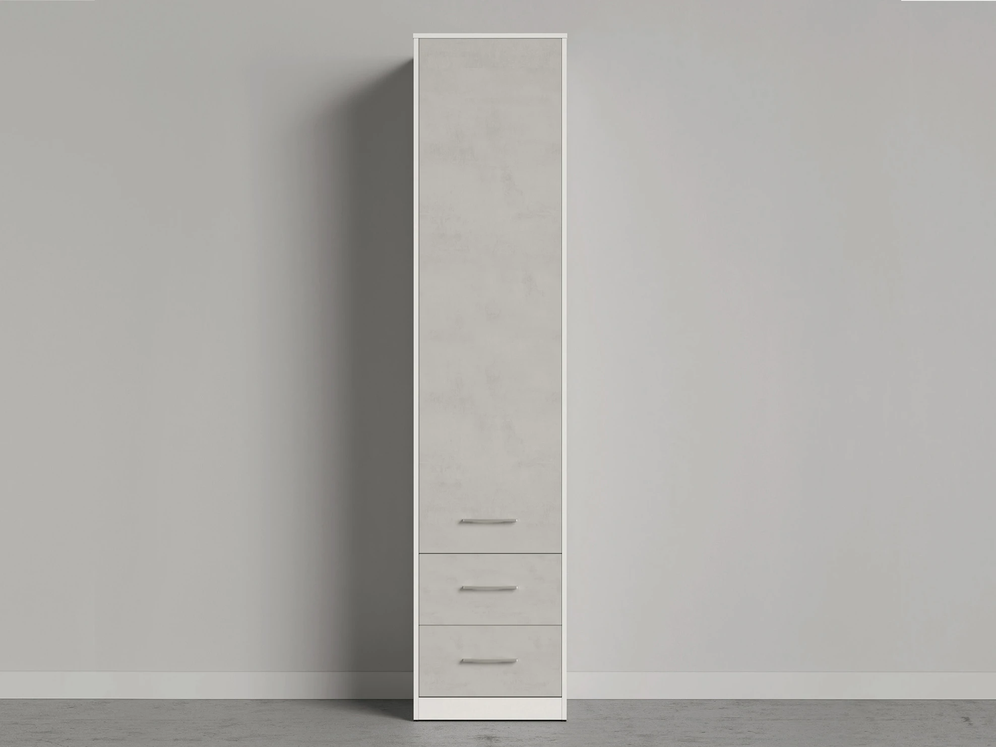 Cabinet 50 cm wide (Standard 45 cm depth) White / Concrete picture 1