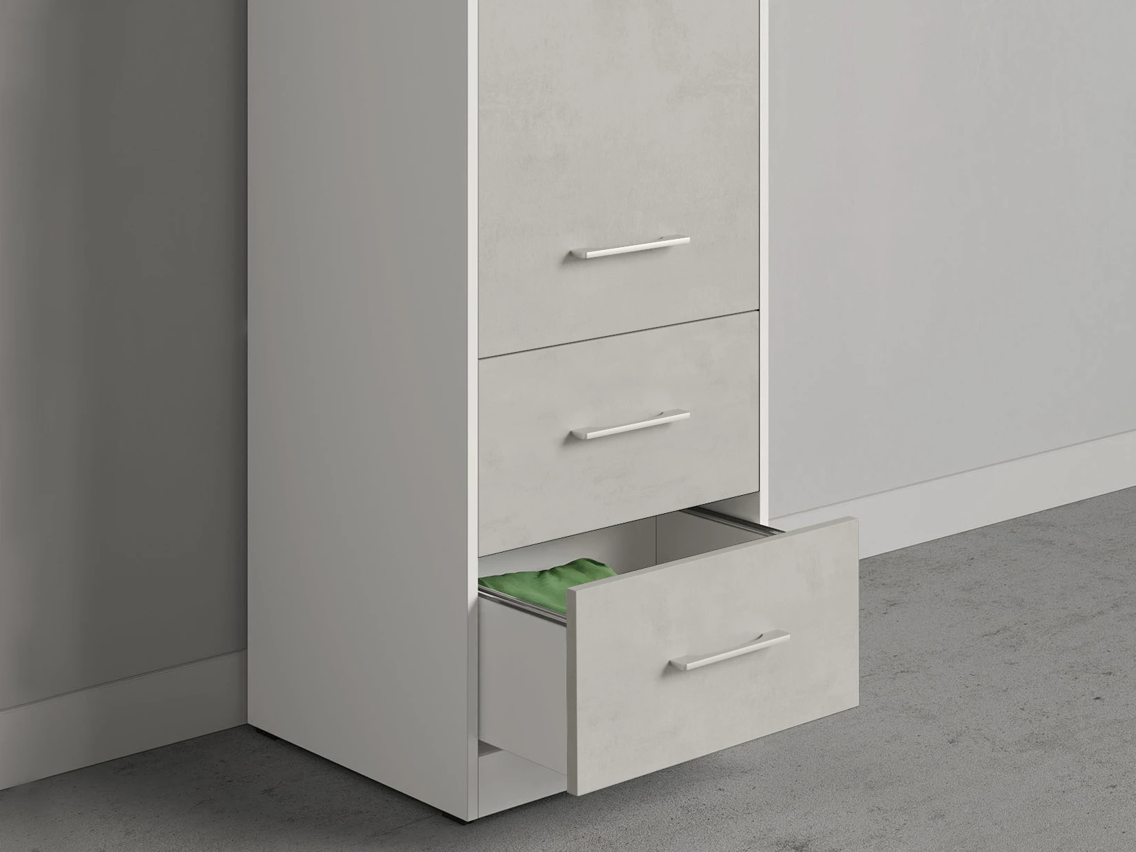 Cabinet 50 cm wide (Standard 45 cm depth) White / Concrete picture 5