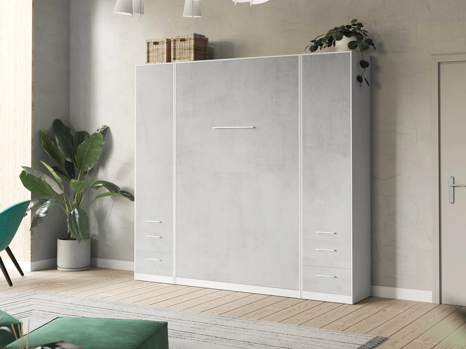 Cabinet 50 cm wide (Standard 45 cm depth) White / Concrete picture 9