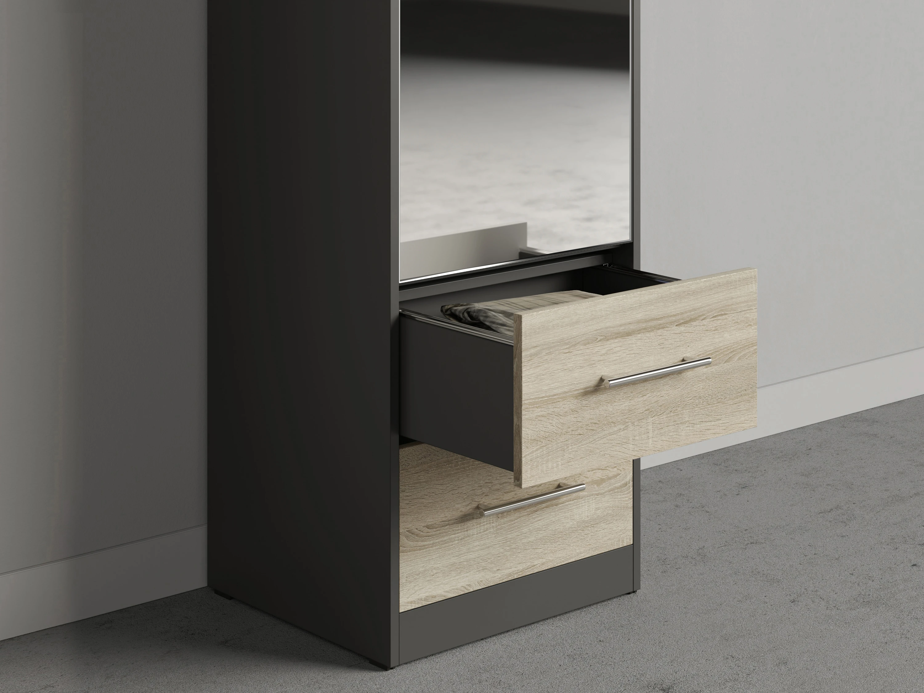 Cabinet 50 cm (Standard 45 cm depth) Anthracite / Mirror / Oak Sonoma picture 4