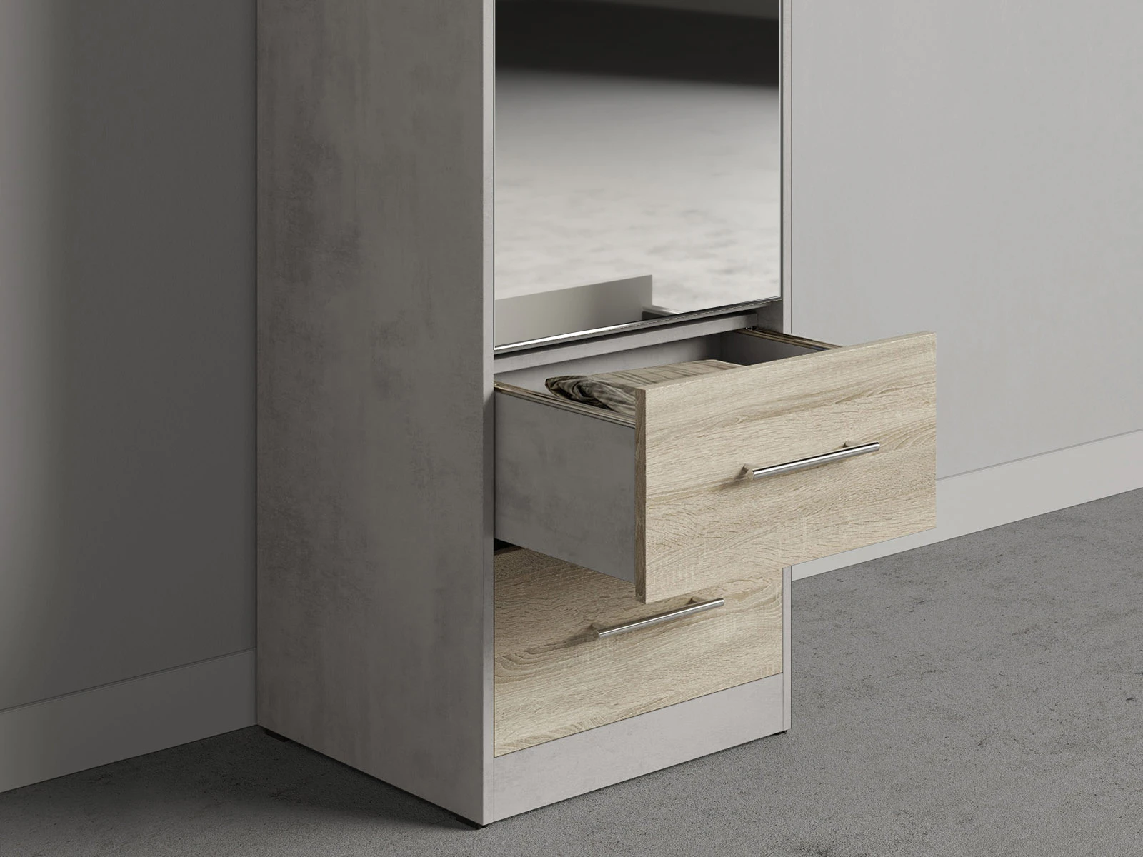 Cabinet 50 cm (Standard 45 cm depth) Concrete / Mirror / Oak Sonoma picture 4