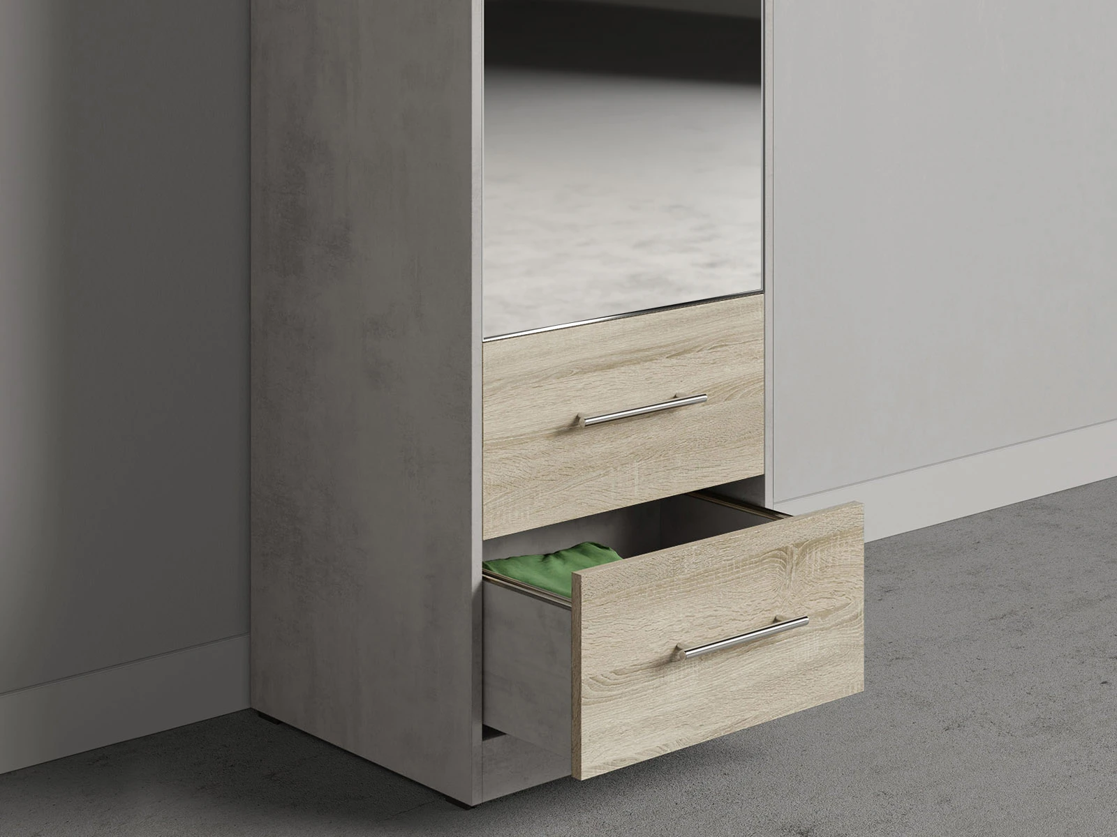 Cabinet 50 cm (Standard 45 cm depth) Concrete / Mirror / Oak Sonoma picture 5