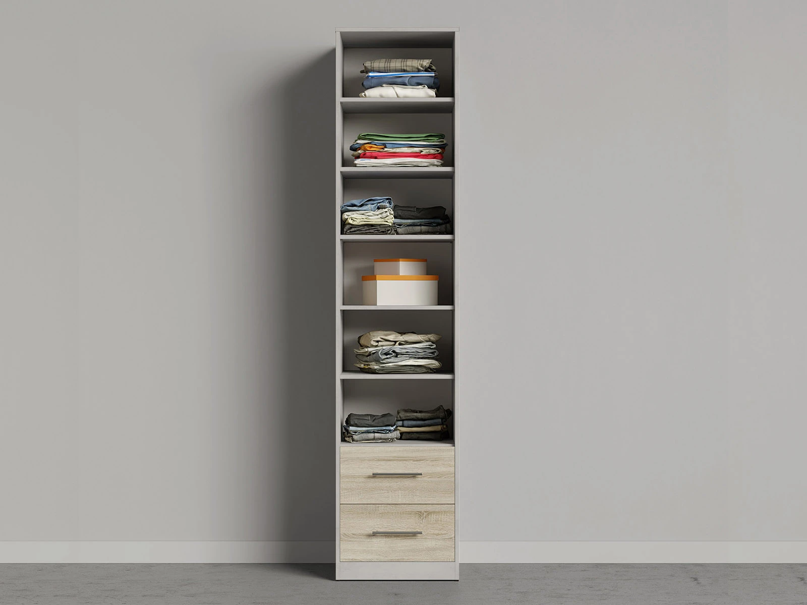 2 Cabinet 50 cm (Standard 45 cm depth) Concrete / Mirror / Oak Sonoma