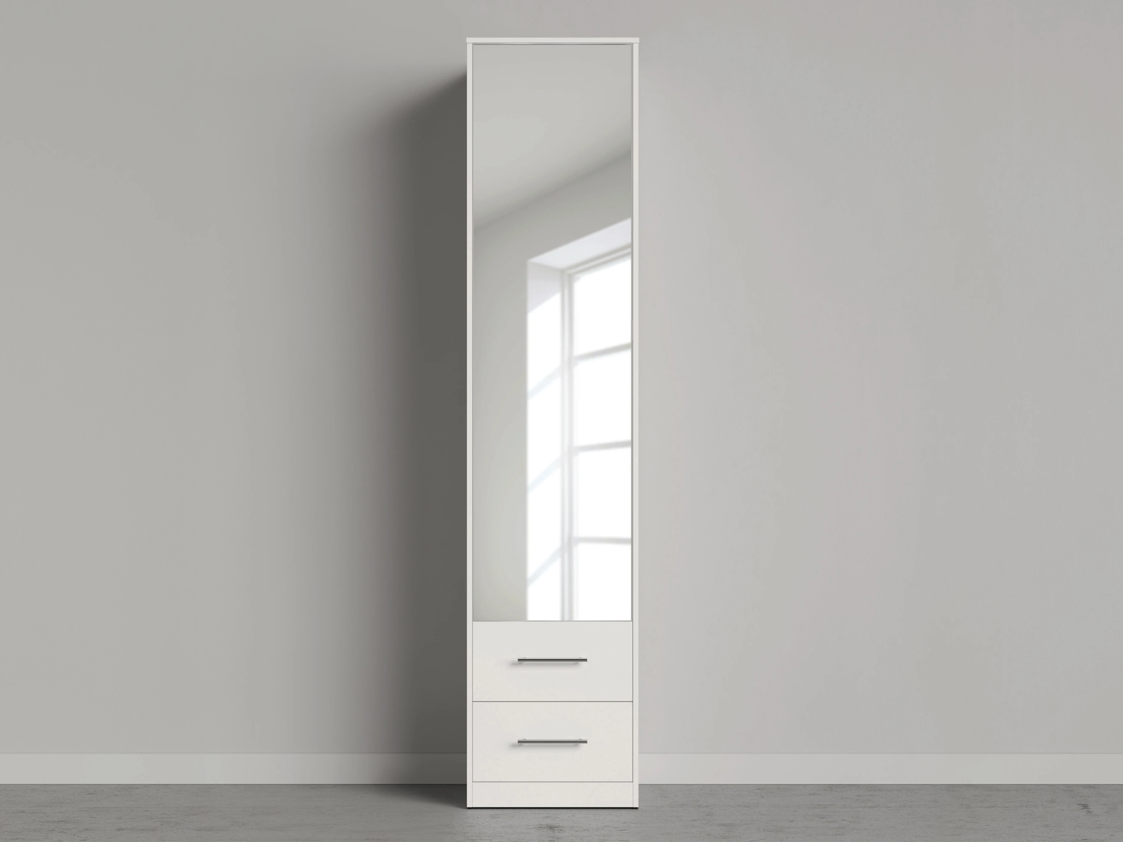 1 Cabinet 50 cm (Standard 45 cm depth) White / Mirror / White