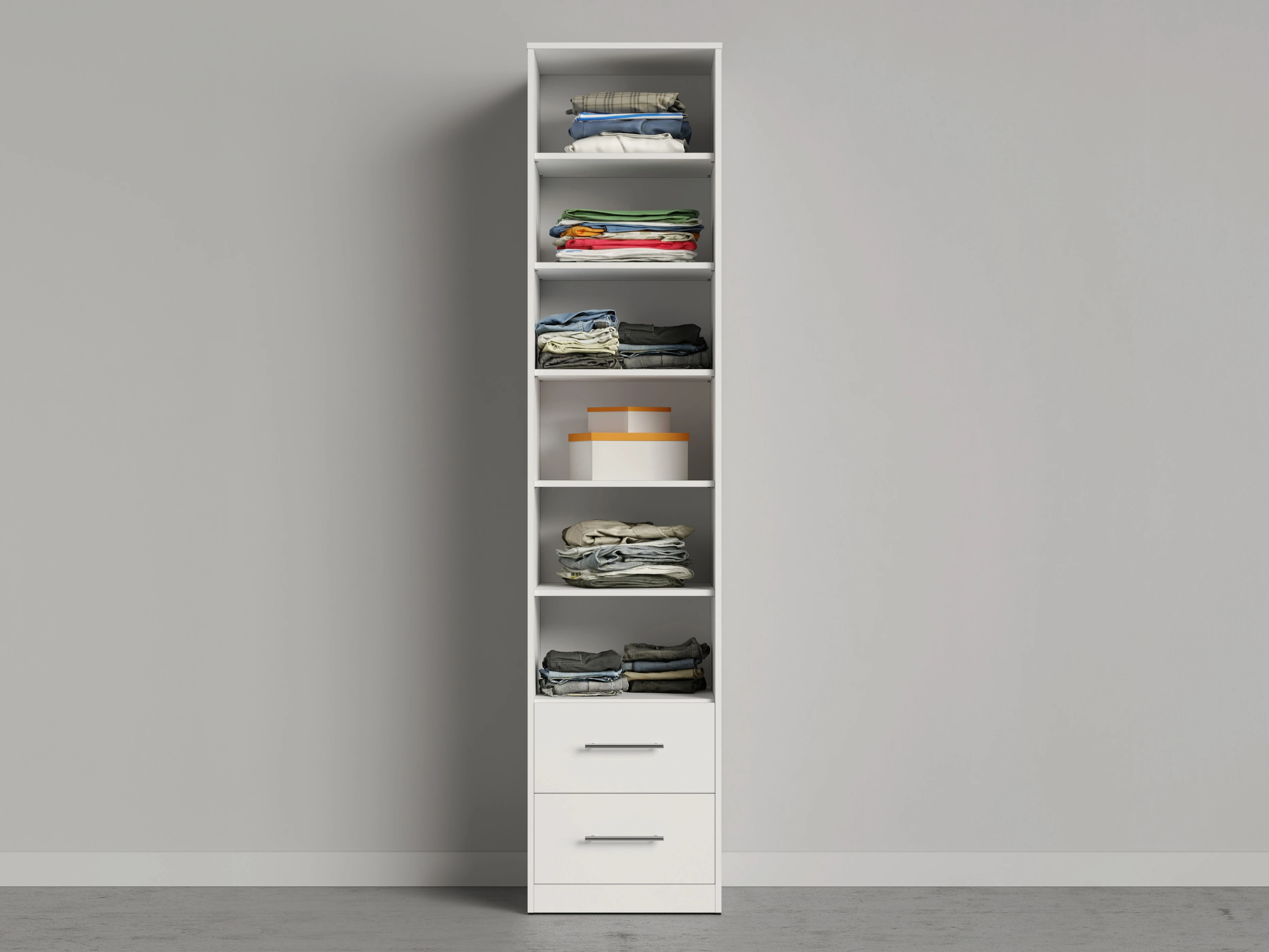 2 Cabinet 50 cm (Standard 45 cm depth) White / Mirror / White