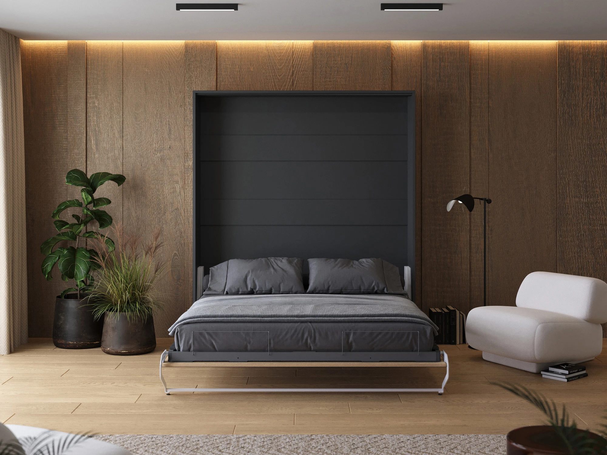 Murphy Bed 180x200 Vertical (M1) Anthracite / Kaiser Oak picture 5