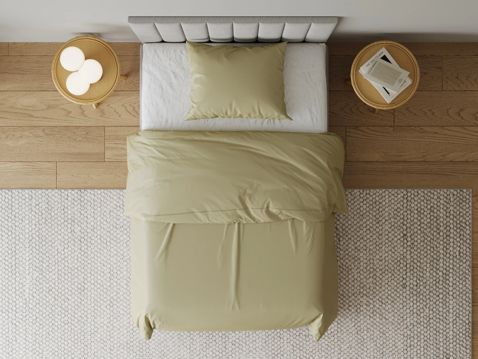 Satin bed linen 155x220 cm Cream (2-piece) with zipper  picture 2