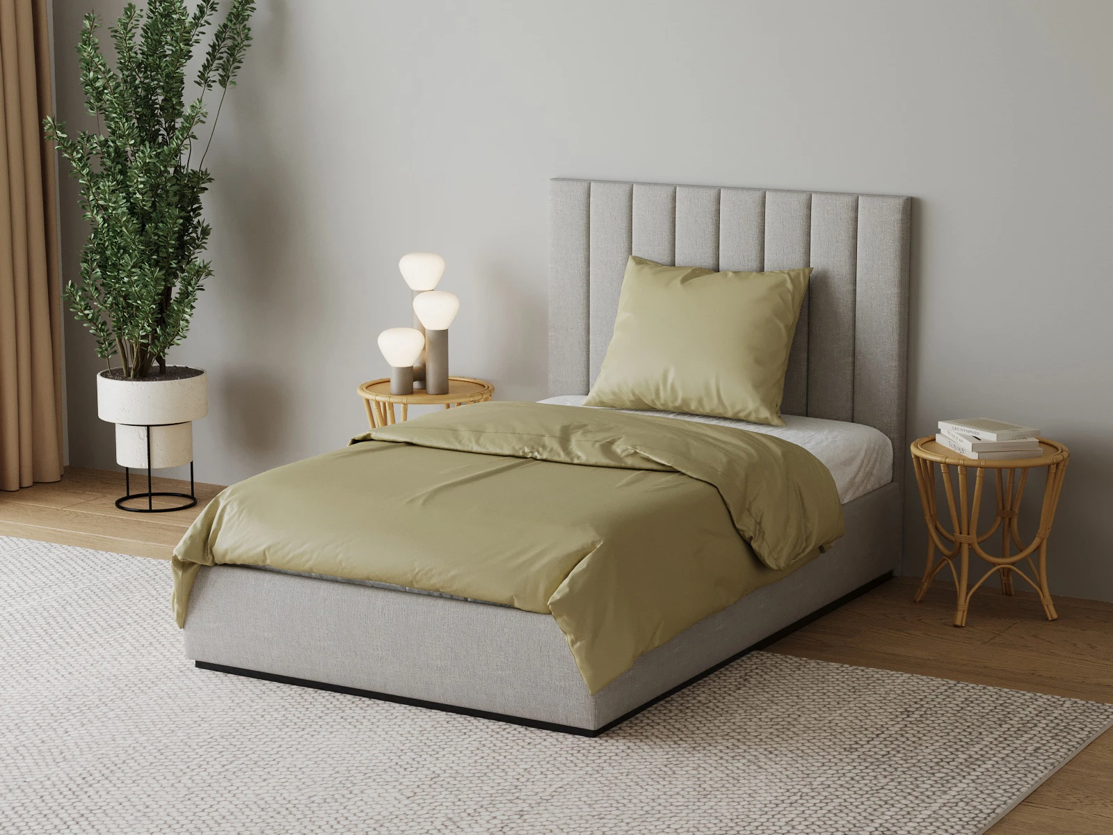 Satin bed linen 155x220 cm Cream (2-piece) with zipper  picture 3