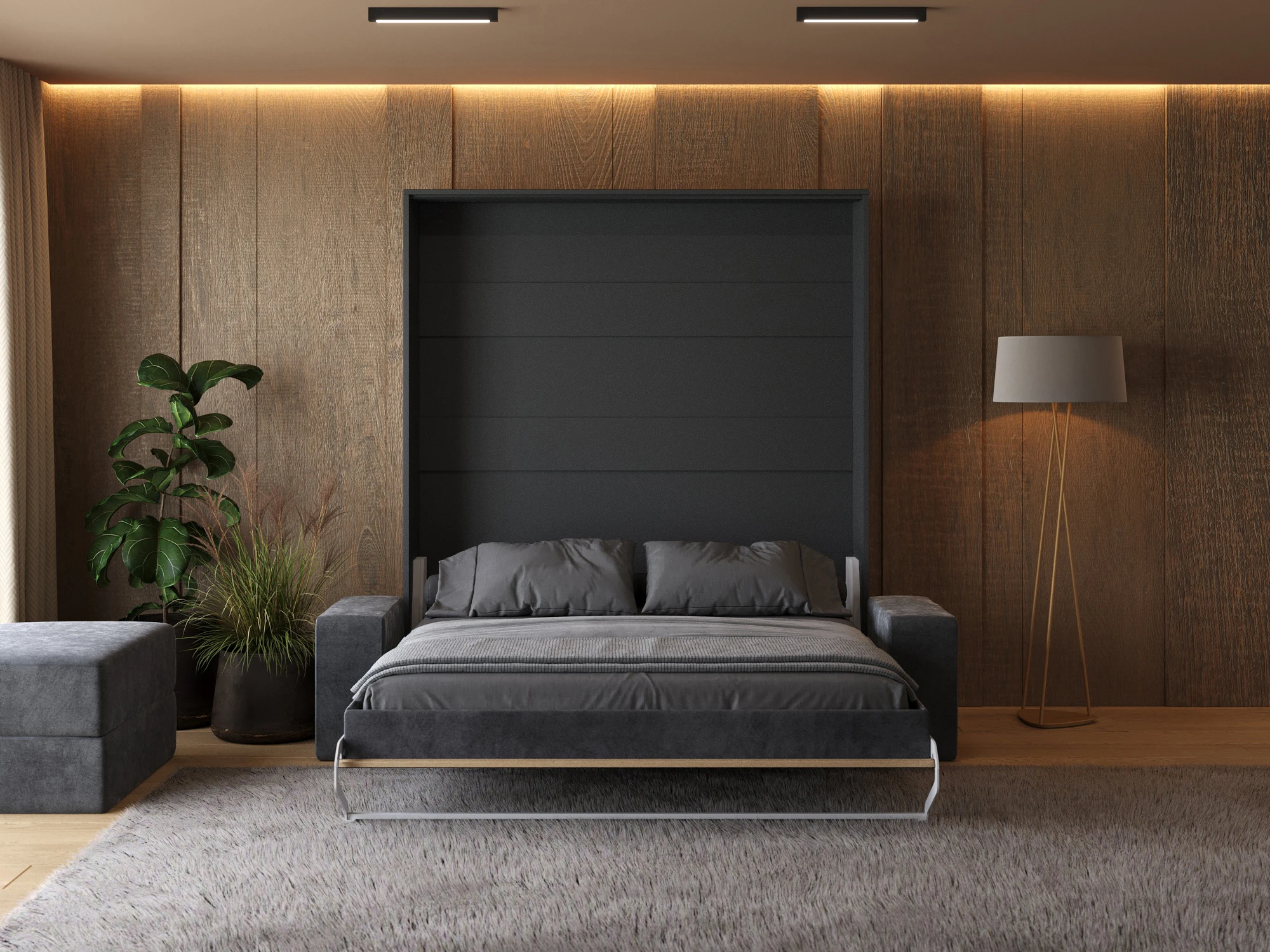 Murphy Bed (M1) 180x200 Vertical Anthracite / Kaiser Oak with Sofa  Anthracite picture 5