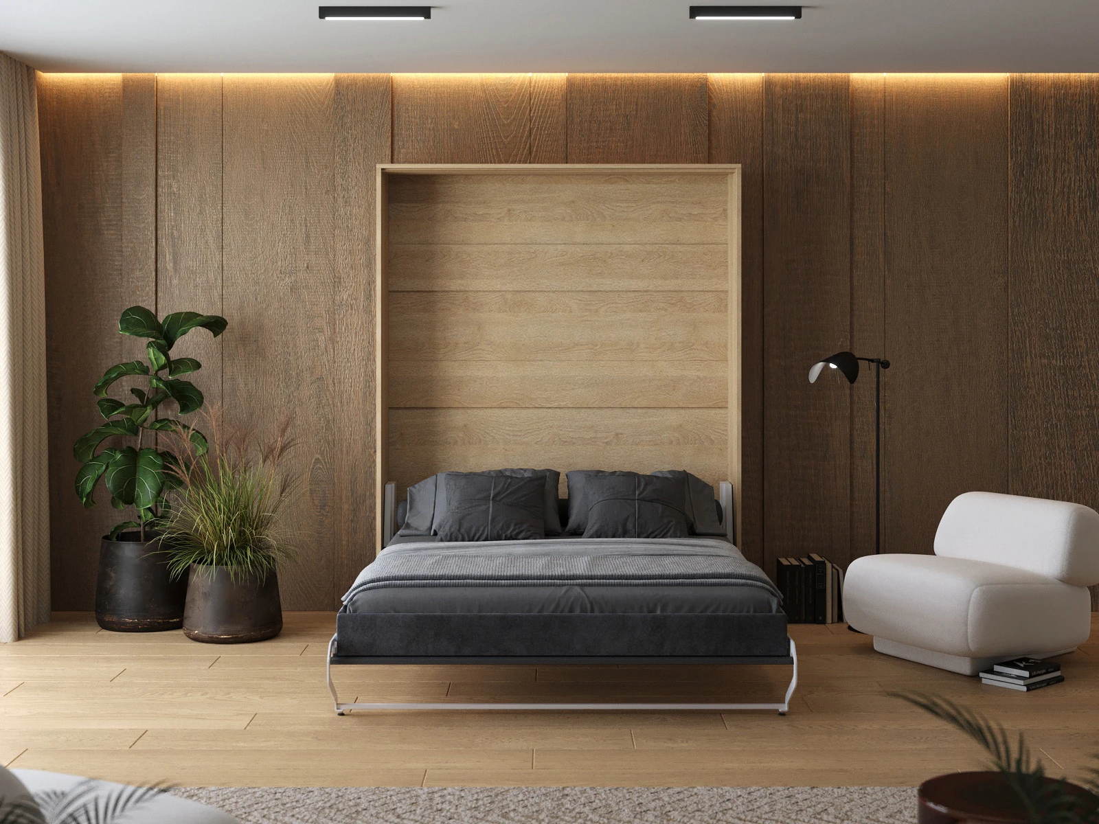 Murphy Bed 160x200 Vertical (M1) Kaiser Oak / Anthracite picture 5