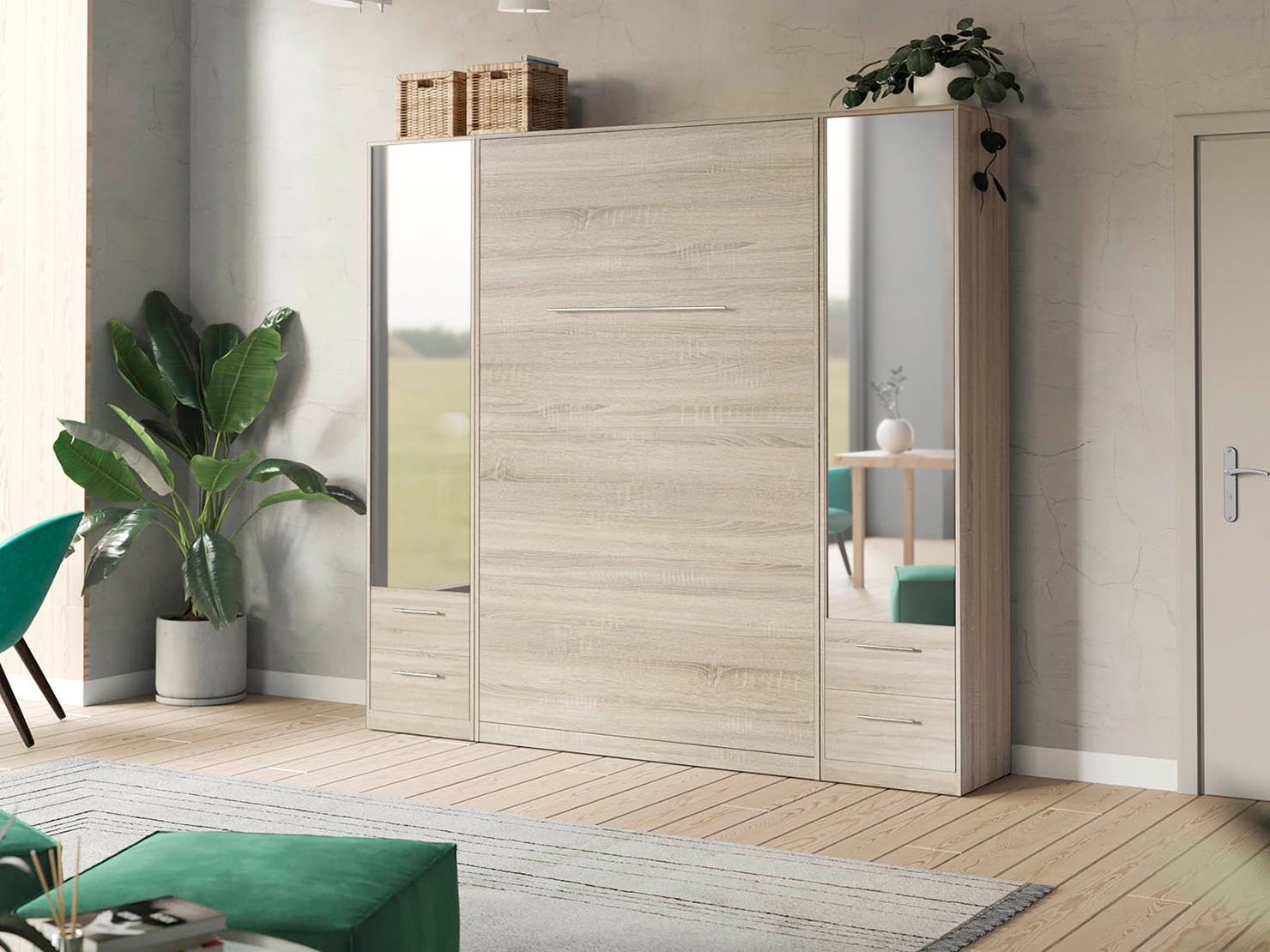 Cabinet 50 cm (Standard 45 cm depth) Oak Sonoma / Mirror / Oak Sonoma picture 9