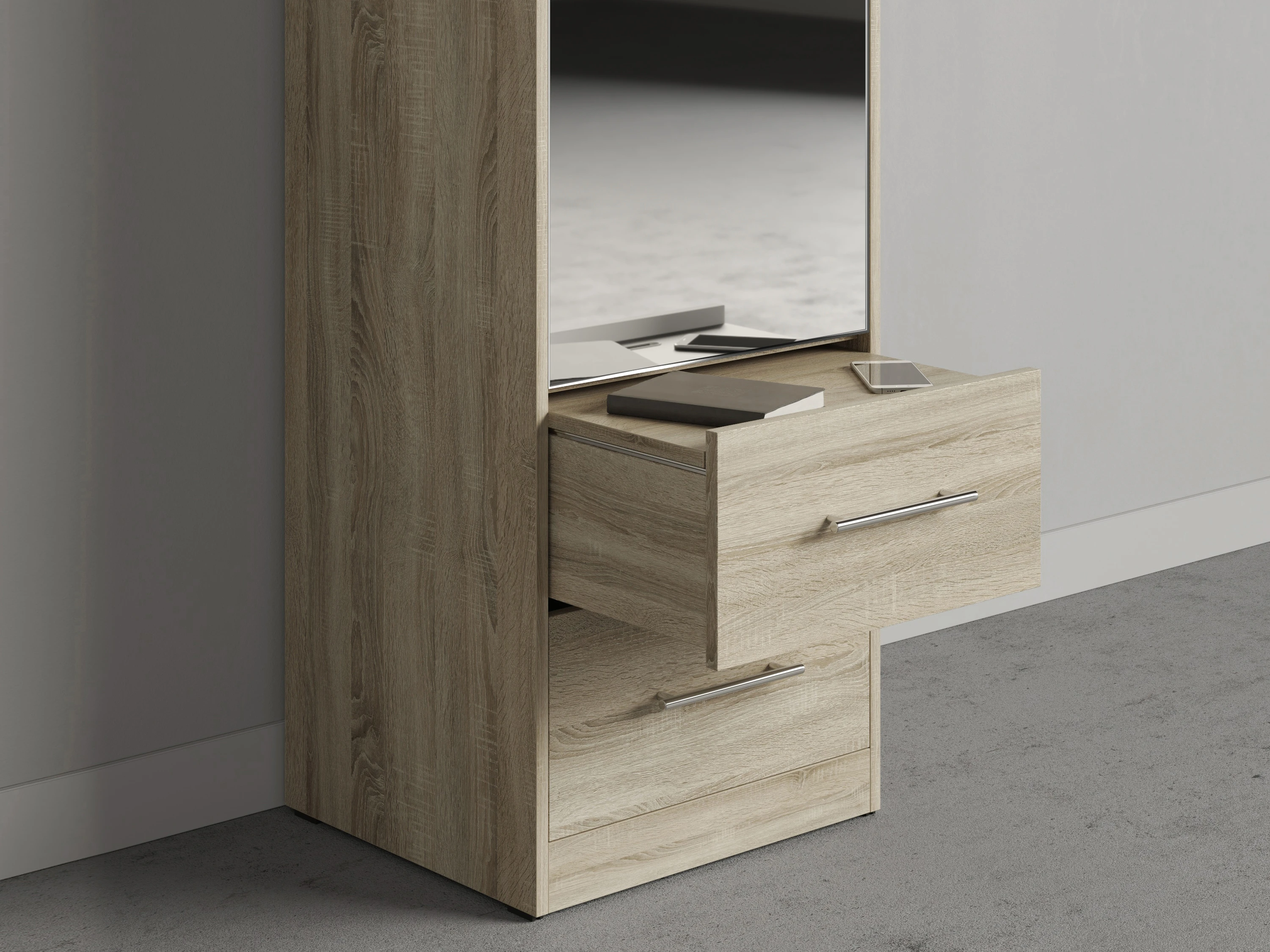 Cabinet 50 cm (Standard 45 cm depth) Oak Sonoma / Mirror / Oak Sonoma picture 3