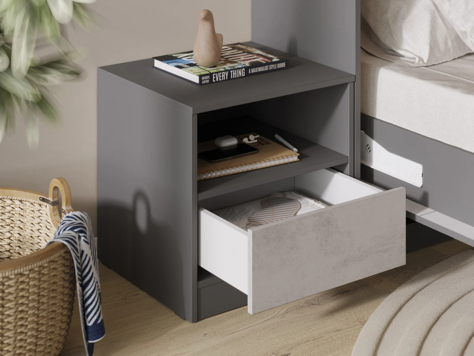 Bedside table Standard Anthracite / Concrete picture 3