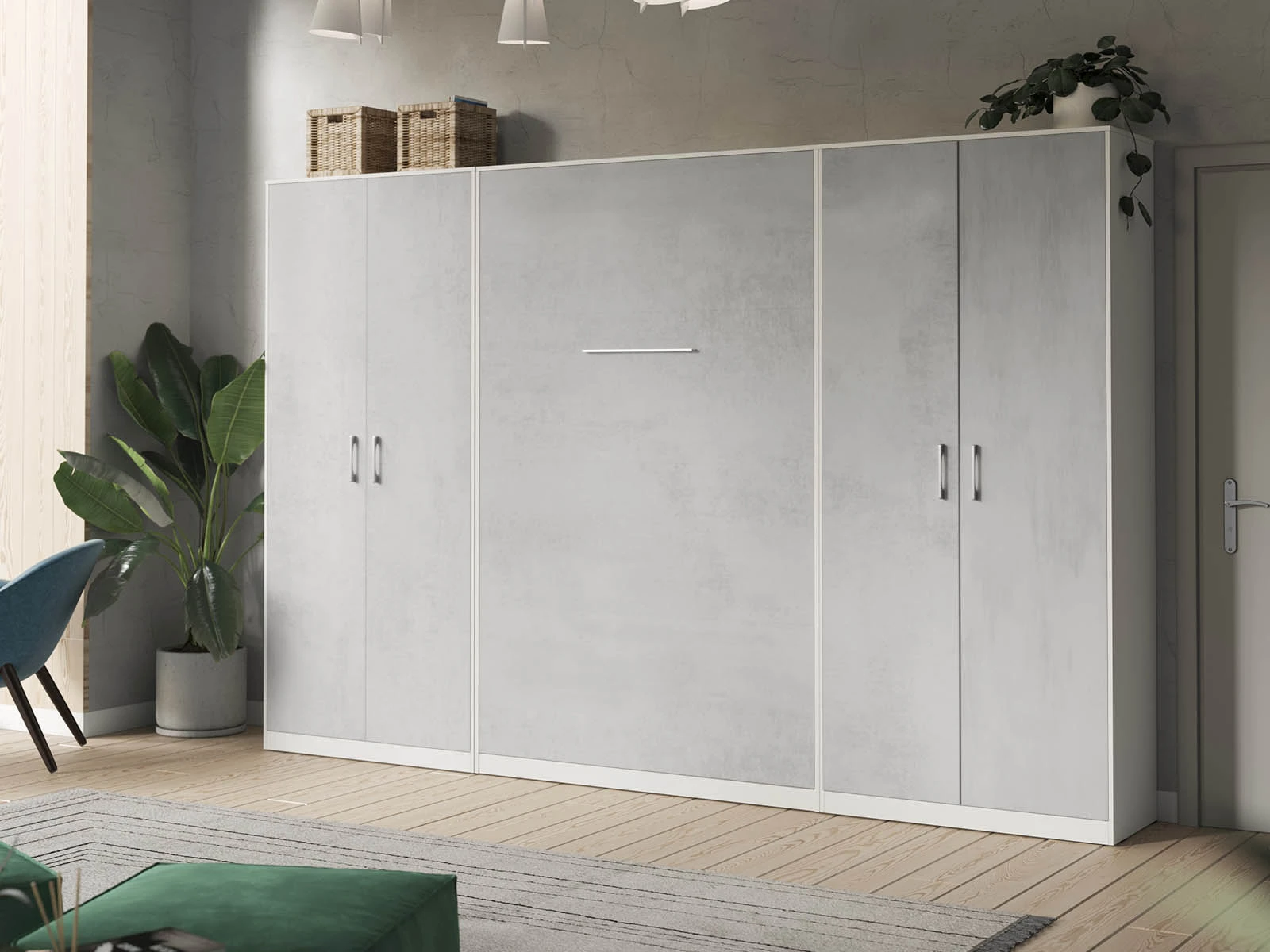 Cabinet 100 cm (Standard 45 cm depth) White / Concrete picture 8