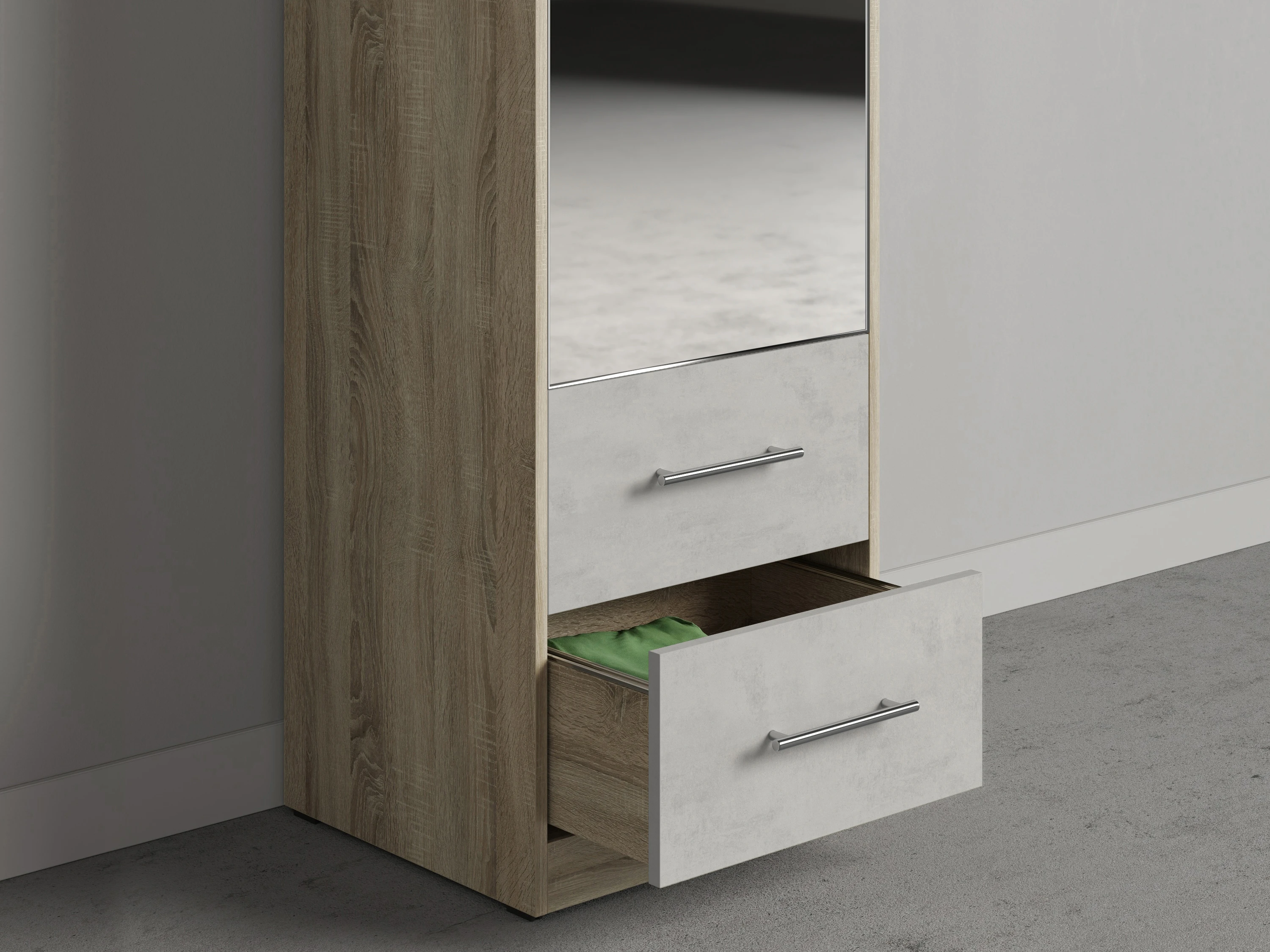 Cabinet 50 cm (Standard 45 cm depth) Oak Sonoma / Mirror /Concrete picture 5