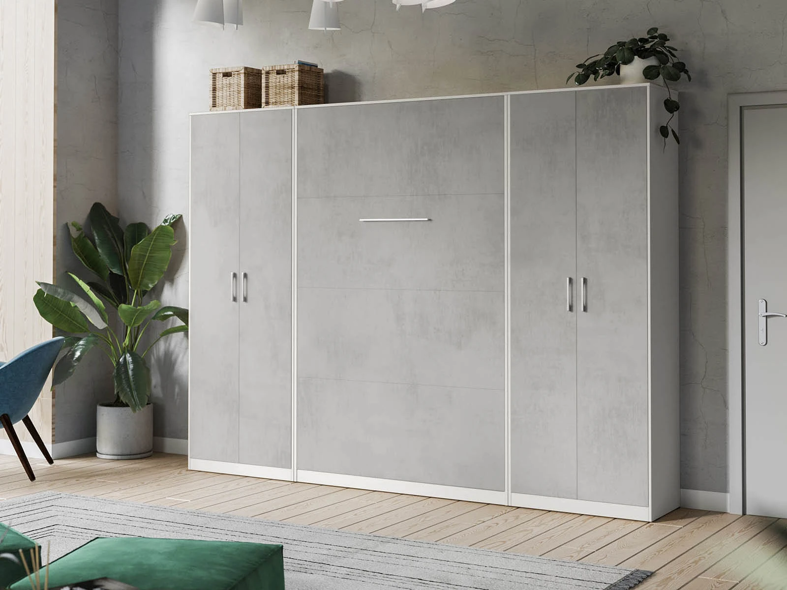 Cabinet 80 cm (Standard 45 cm depth) White / Concrete  picture 8