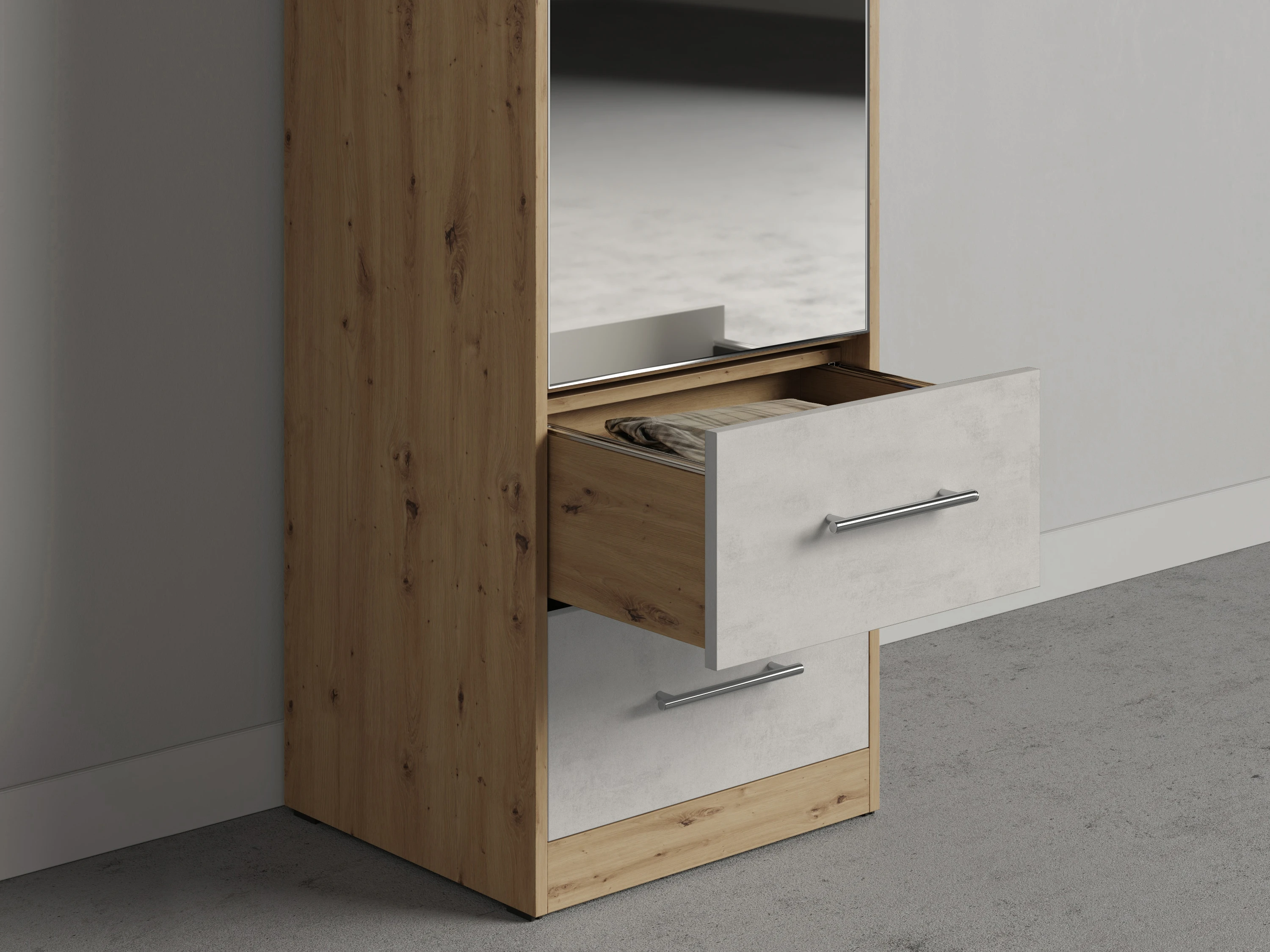 Cabinet 50 cm (Standard 45 cm depth) Wild Oak / Mirror / Concrete  picture 3