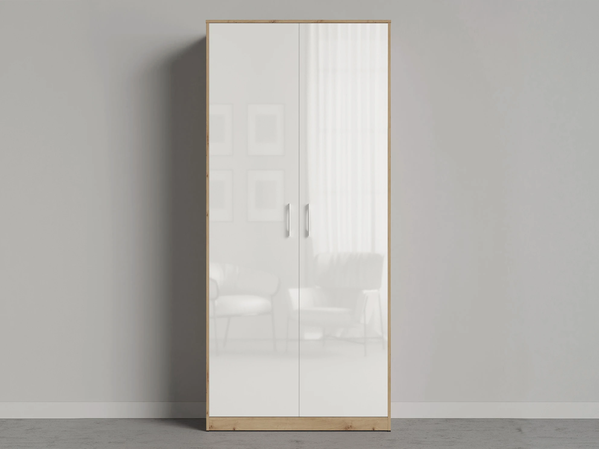 1 Cabinet 100 cm (Standard 45 cm depth) Wild Oak / White Gloss
