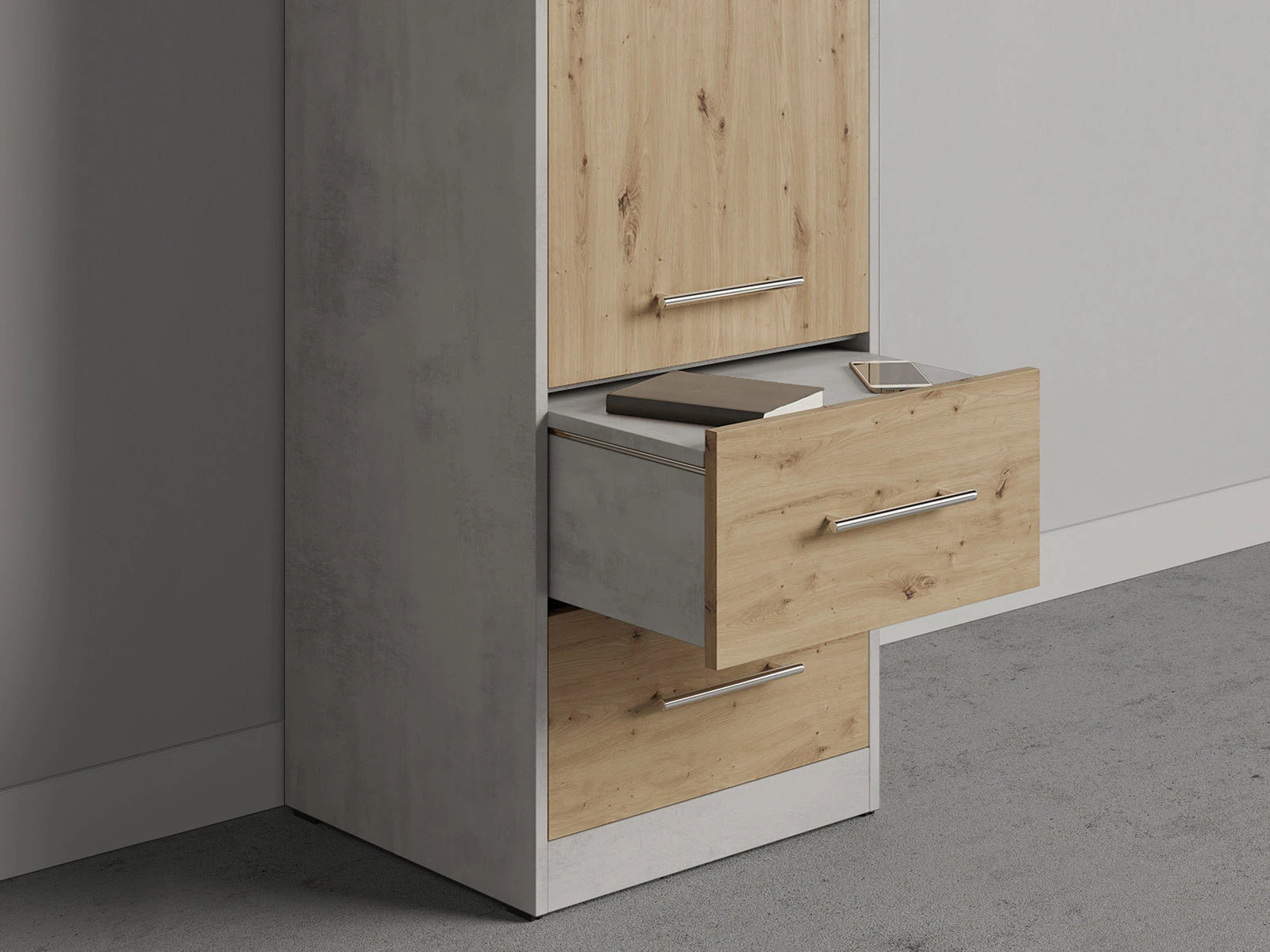 Cabinet 50 cm (Standard 45 cm depth) Concrete / Wild Oak picture 3