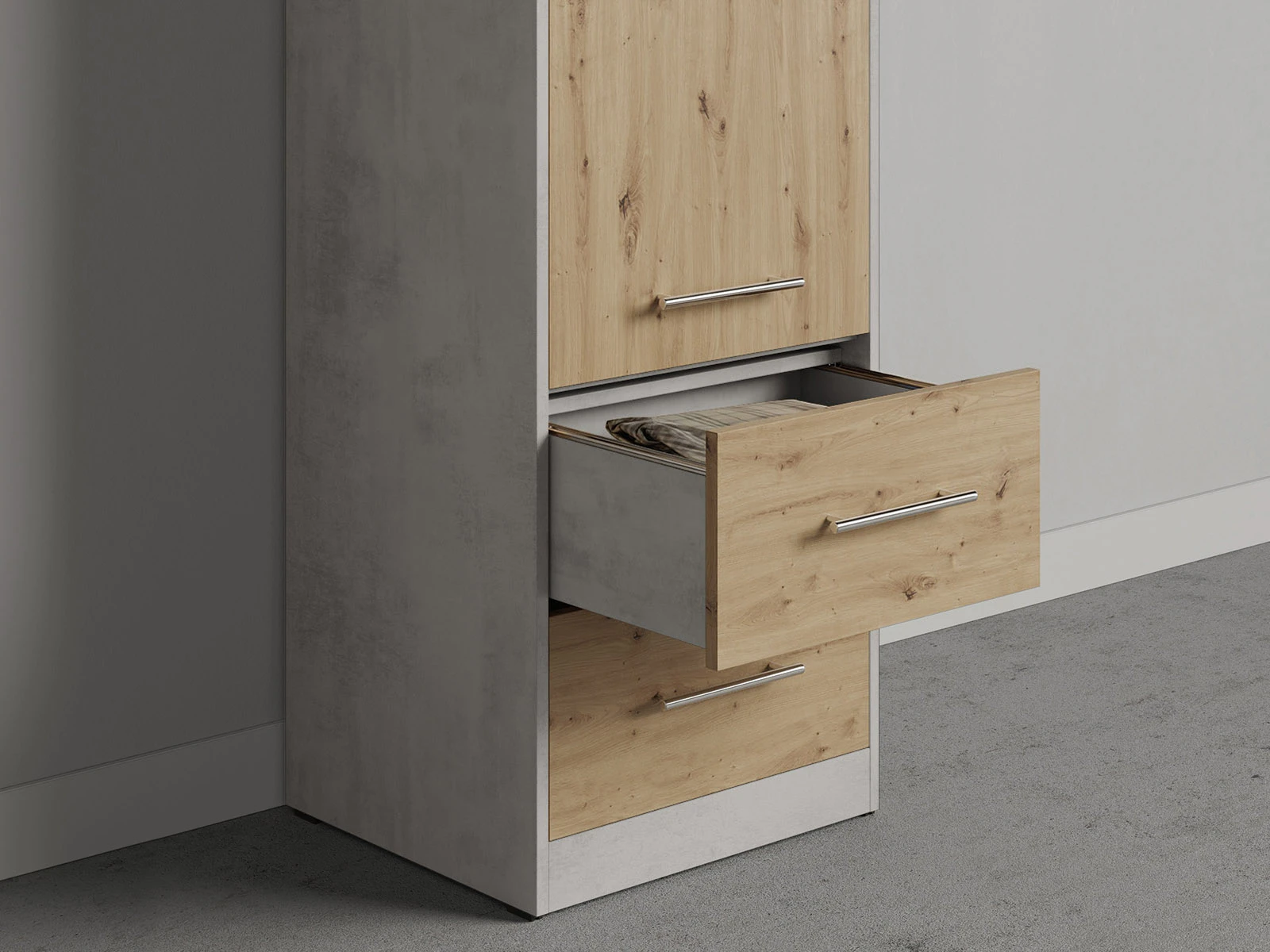 Cabinet 50 cm (Standard 45 cm depth) Concrete / Wild Oak picture 4