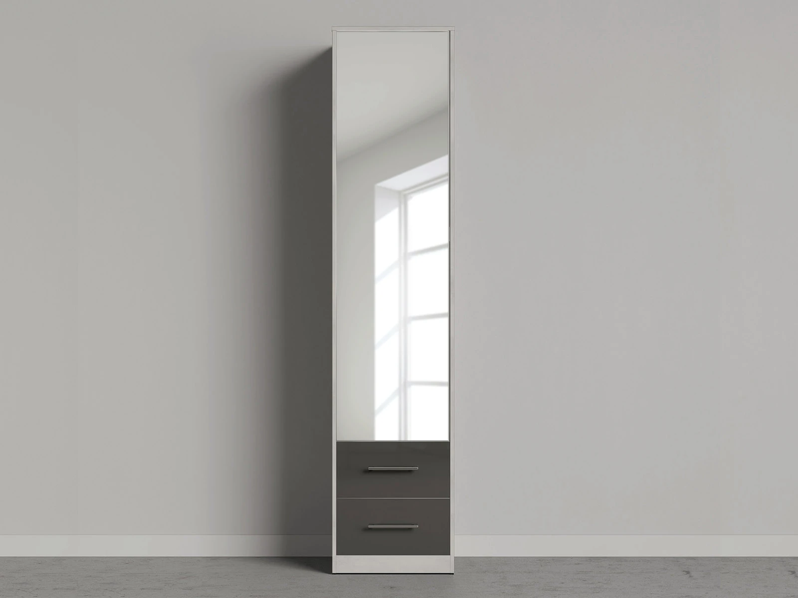 Cabinet 50 cm (Standard 45 cm depth) Concrete / Mirror / Antracite Gloss picture 1