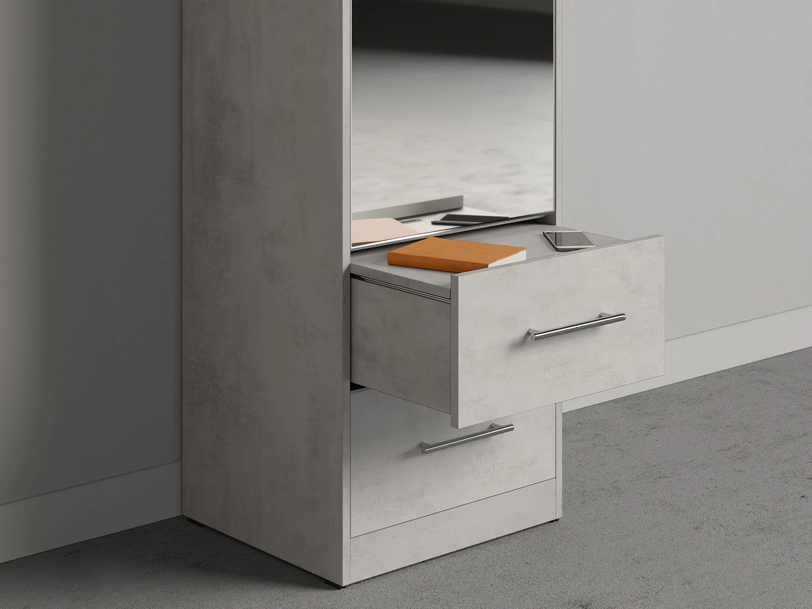 Cabinet 50 cm (Standard 45 cm depth) Concrete / Mirror / Concrete picture 3