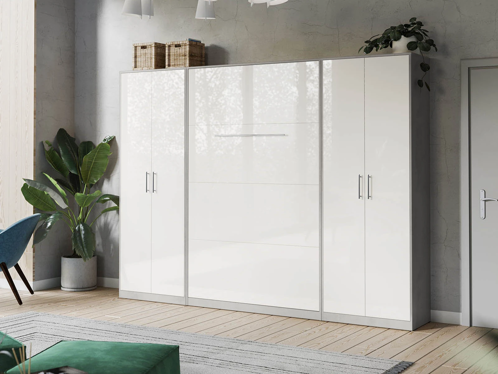 Cabinet 80 cm (Standard 45 cm depth) Concrete / White Gloss picture 8