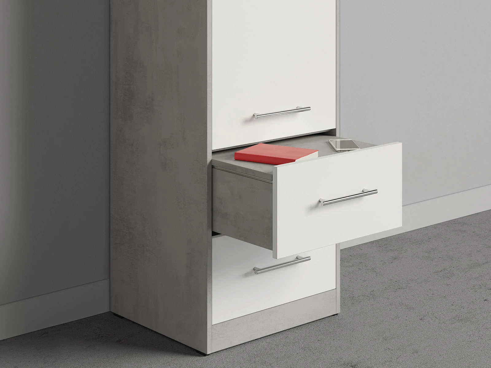 Cabinet 50 cm (Standard 45 cm depth) Concrete / White picture 3