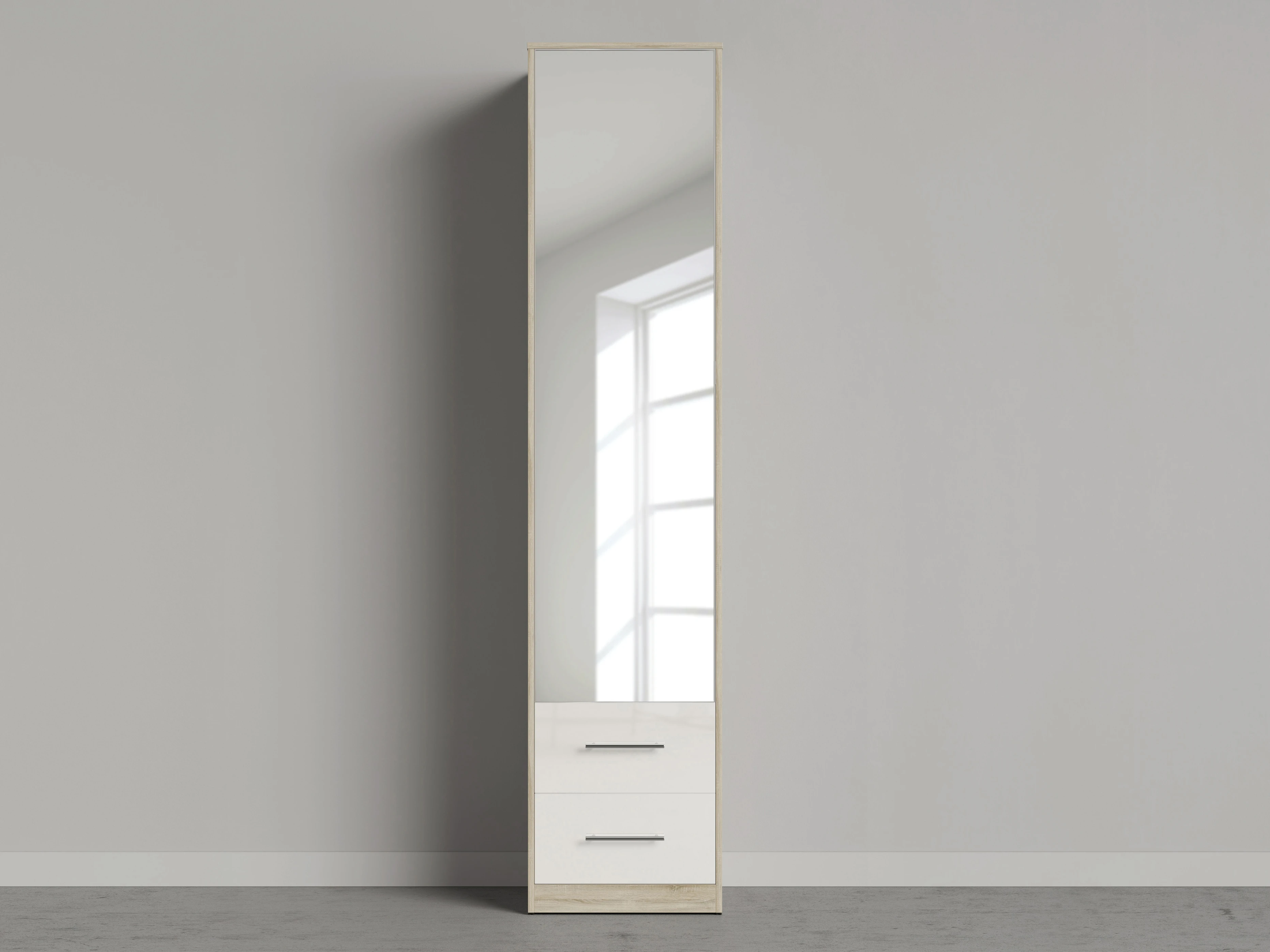 1 Cabinet 50 cm (Standard 45 cm depth) Oak Sonoma / Mirror / White Gloss