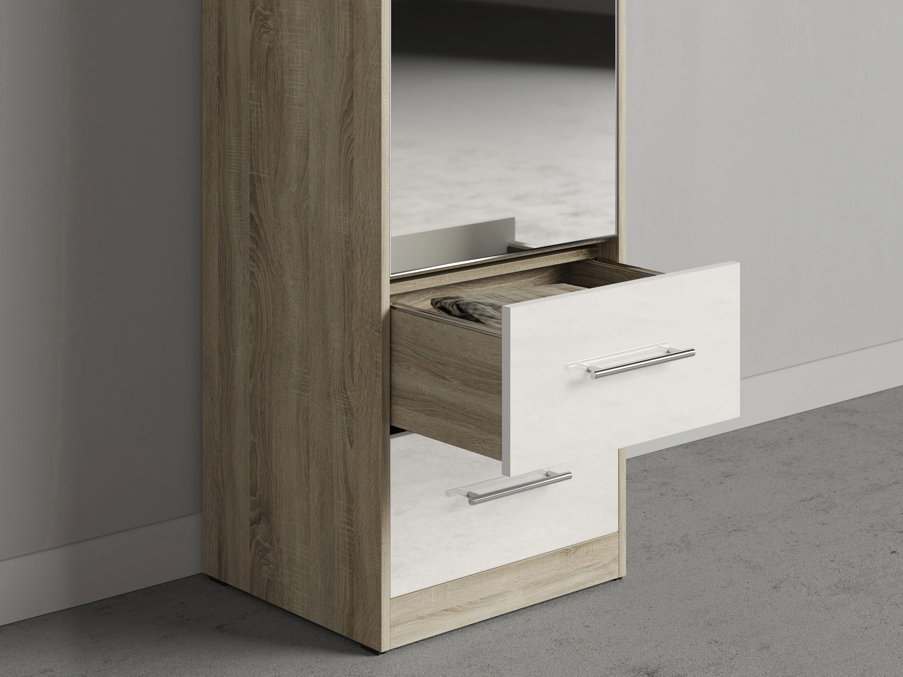 Cabinet 50 cm (Standard 45 cm depth) Oak Sonoma / Mirror / White Gloss picture 3