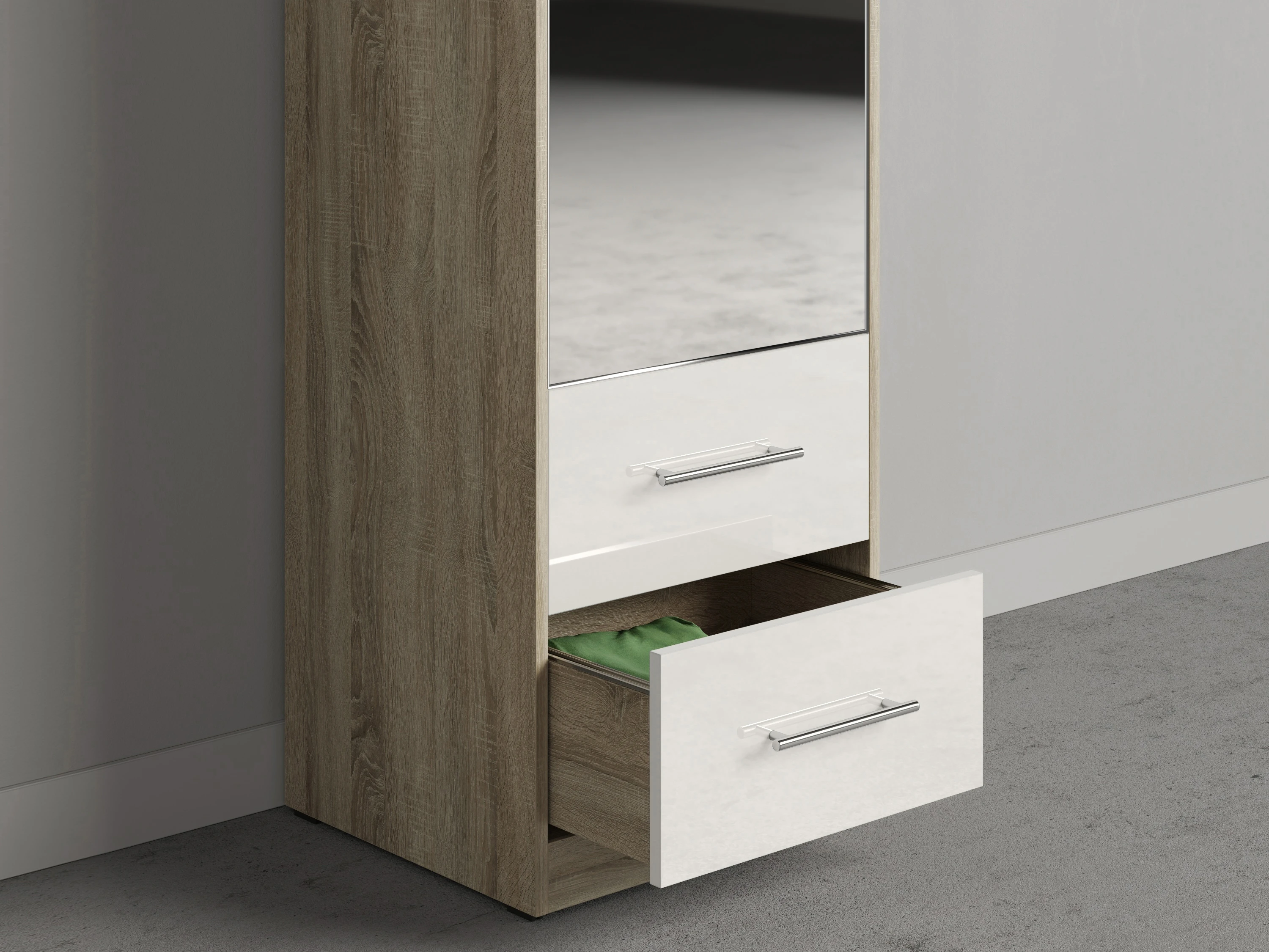 Cabinet 50 cm (Standard 45 cm depth) Oak Sonoma / Mirror / White Gloss picture 5