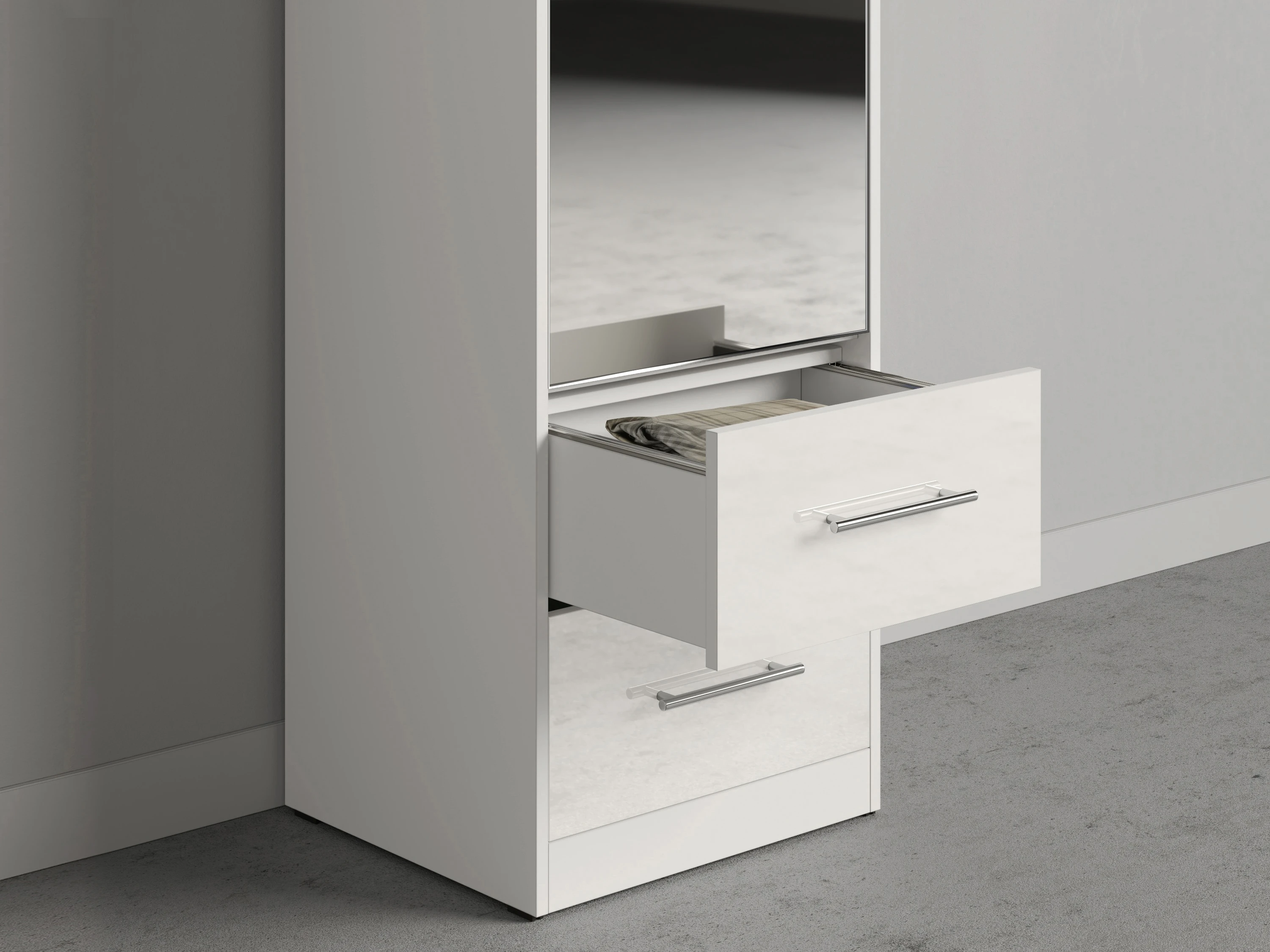 Cabinet 50 cm (Standard 45 cm depth) White / Mirror / White Gloss picture 3