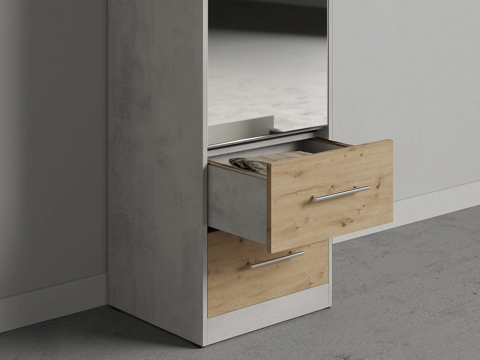 Cabinet 50 cm (Standard 45 cm depth) Concrete / Mirror / Wild Oak picture 4