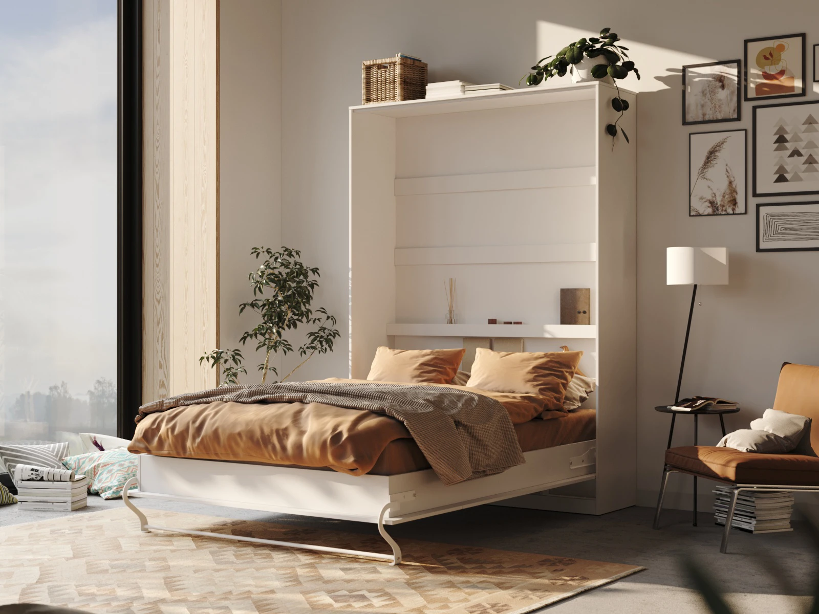 Murphy Bed 140x200 Vertical (Standard 45 cm depth) White picture 1