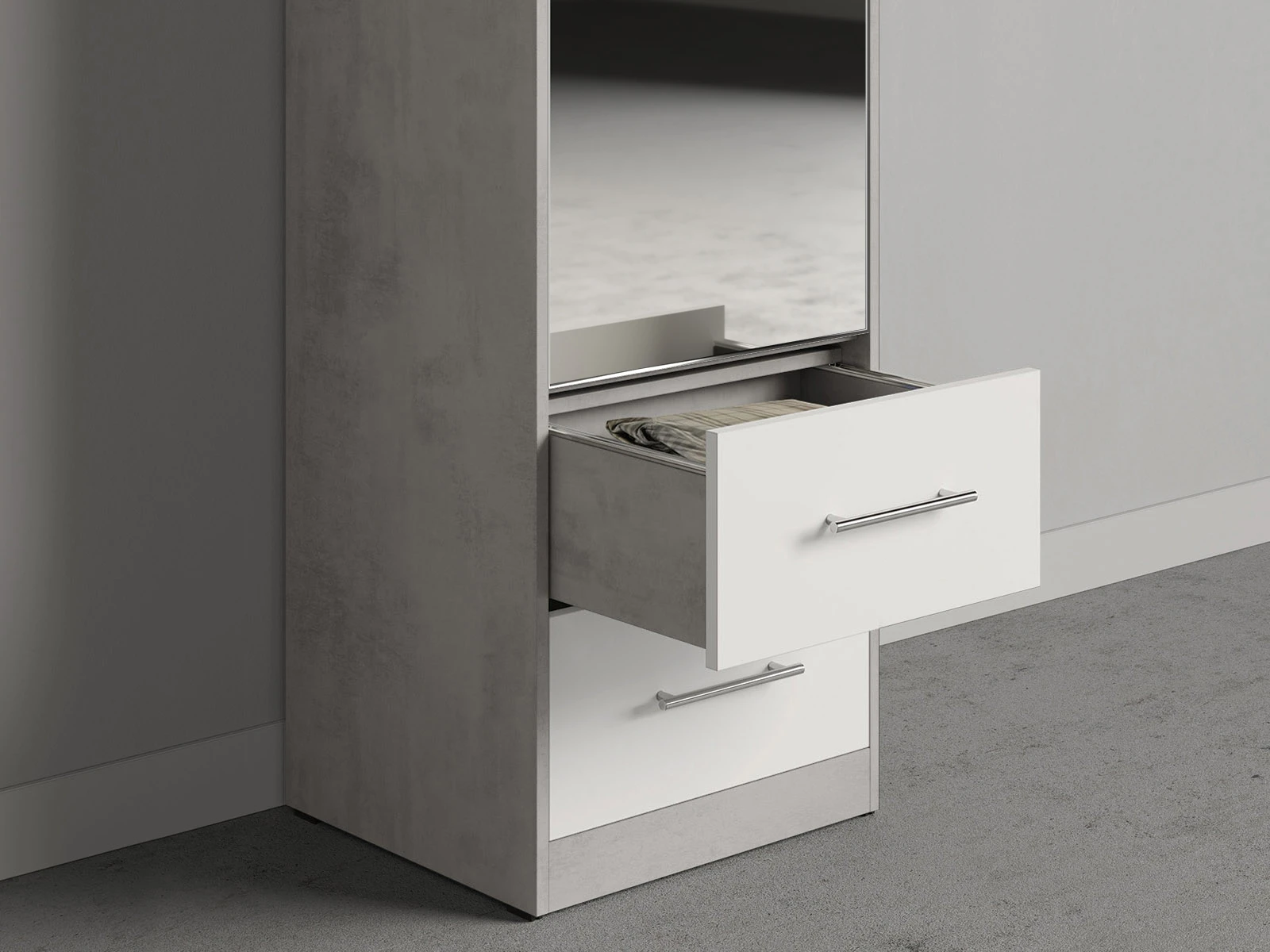 Cabinet 50 cm (Standard 45 cm depth) Concrete / Mirror / White picture 4