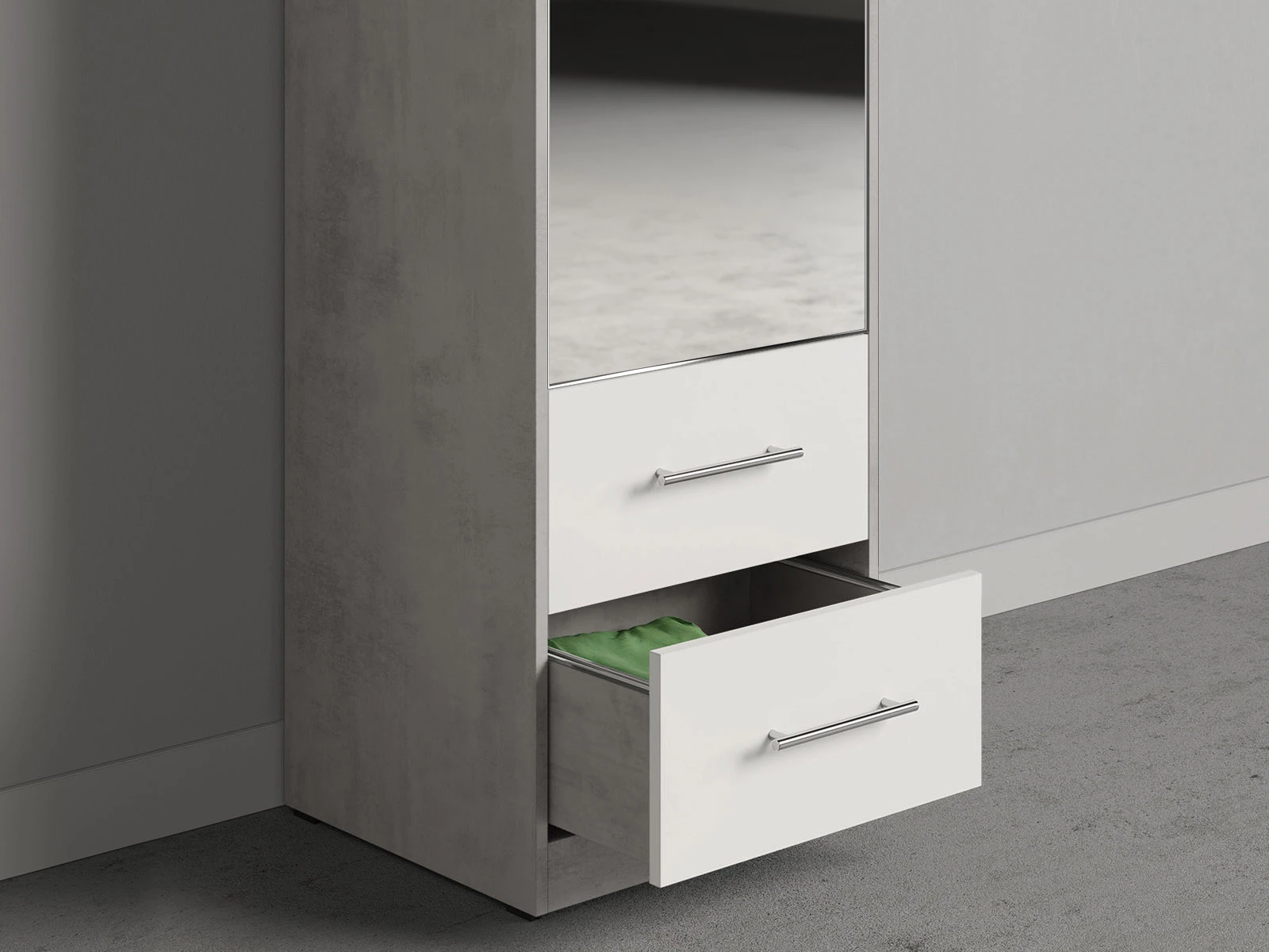 Cabinet 50 cm (Standard 45 cm depth) Concrete / Mirror / White picture 5