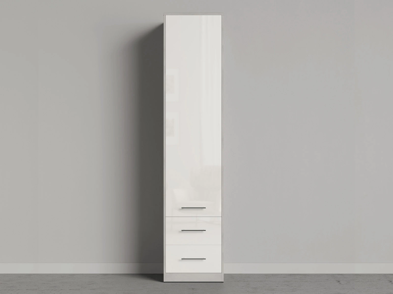 1 Cabinet 50 cm (Standard 45 cm depth) Concrete / White Gloss