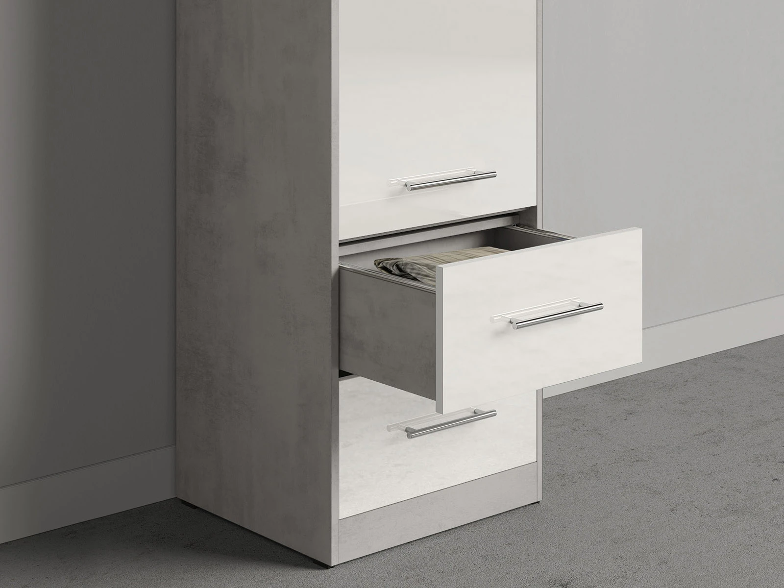 Cabinet 50 cm (Standard 45 cm depth) Concrete / White Gloss picture 4