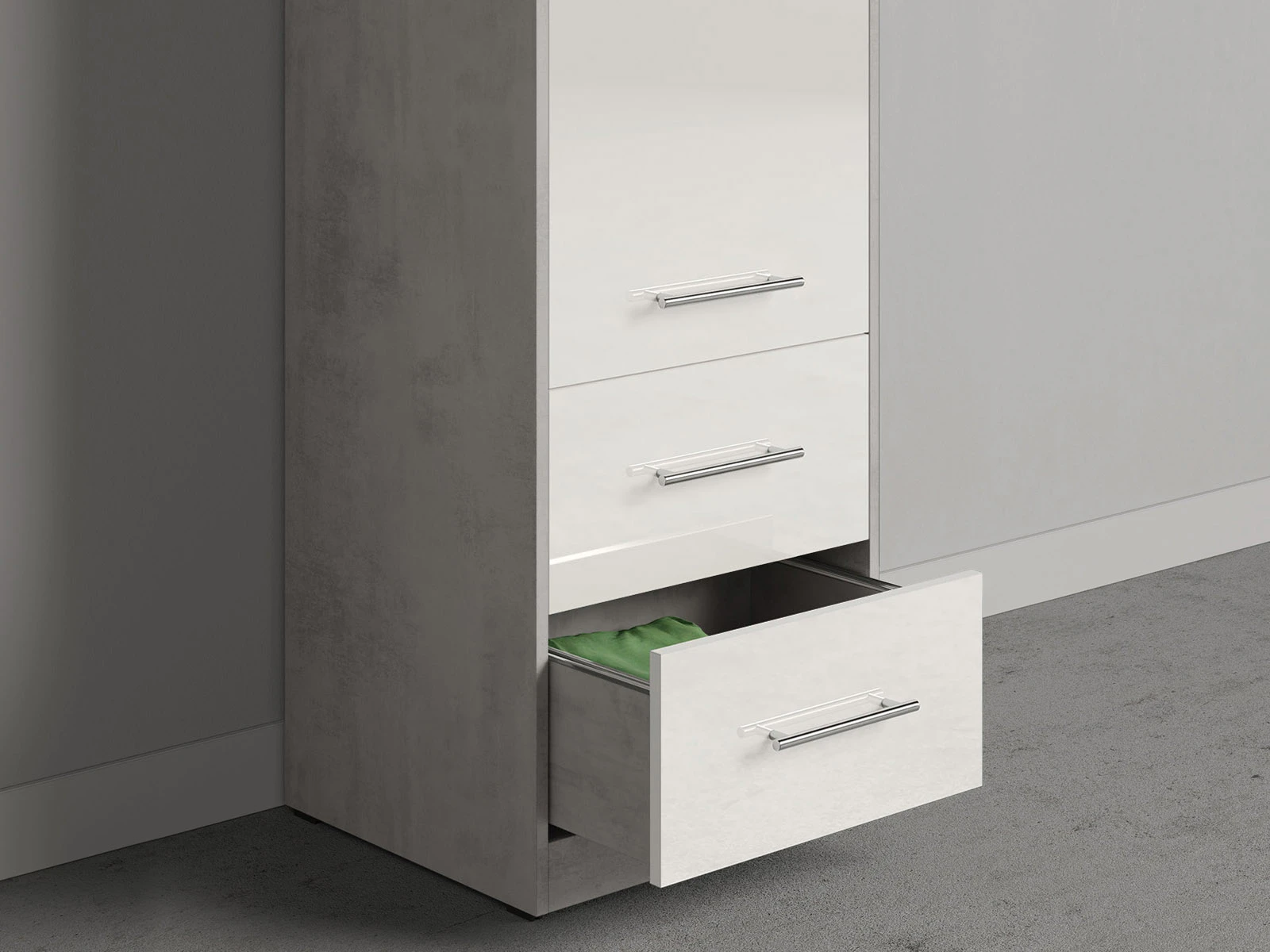 Cabinet 50 cm (Standard 45 cm depth) Concrete / White Gloss picture 5