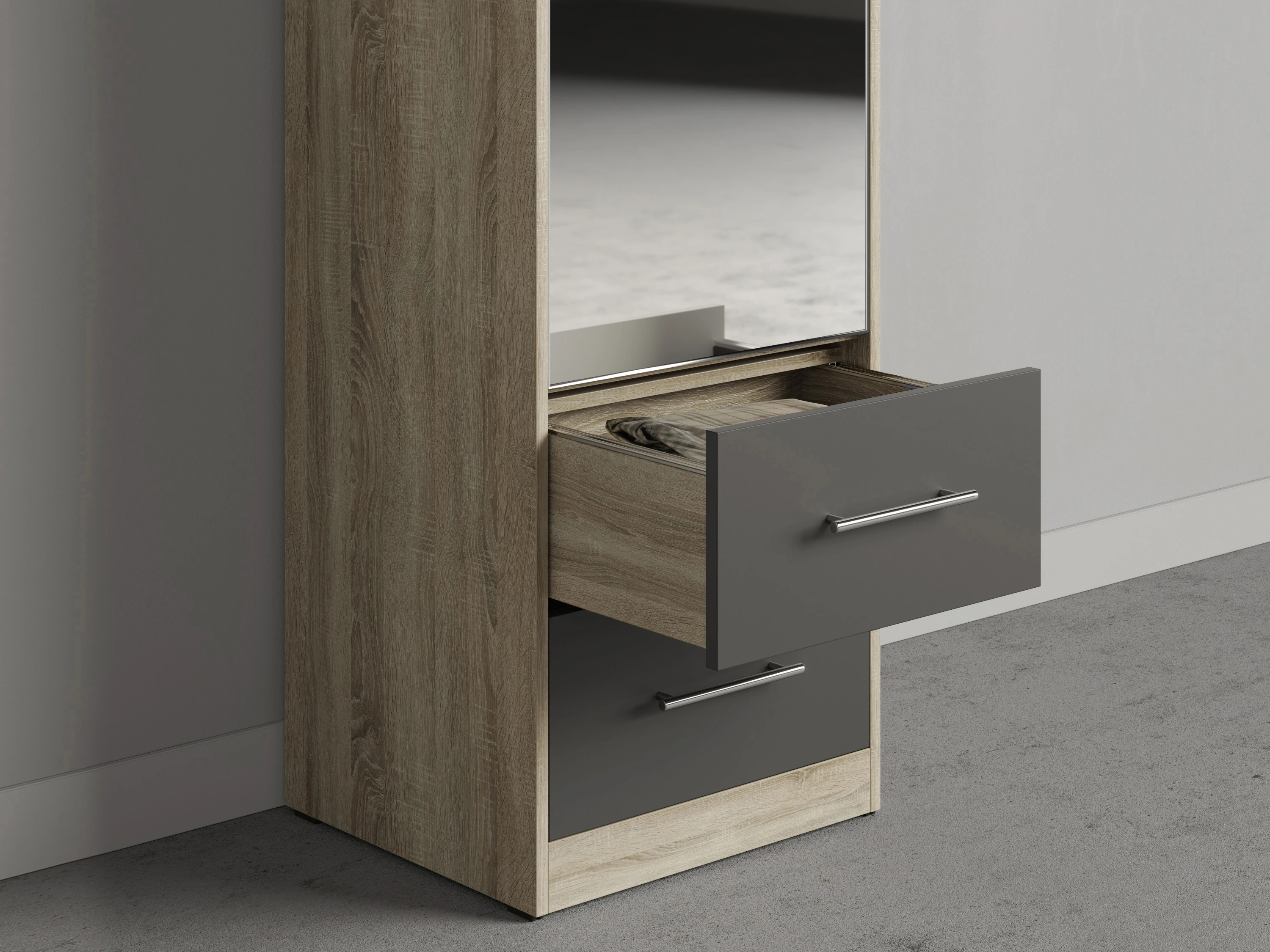 Cabinet 50 cm (Standard 45 cm depth) Oak Sonoma / Mirror / Anthracite Gloss picture 3