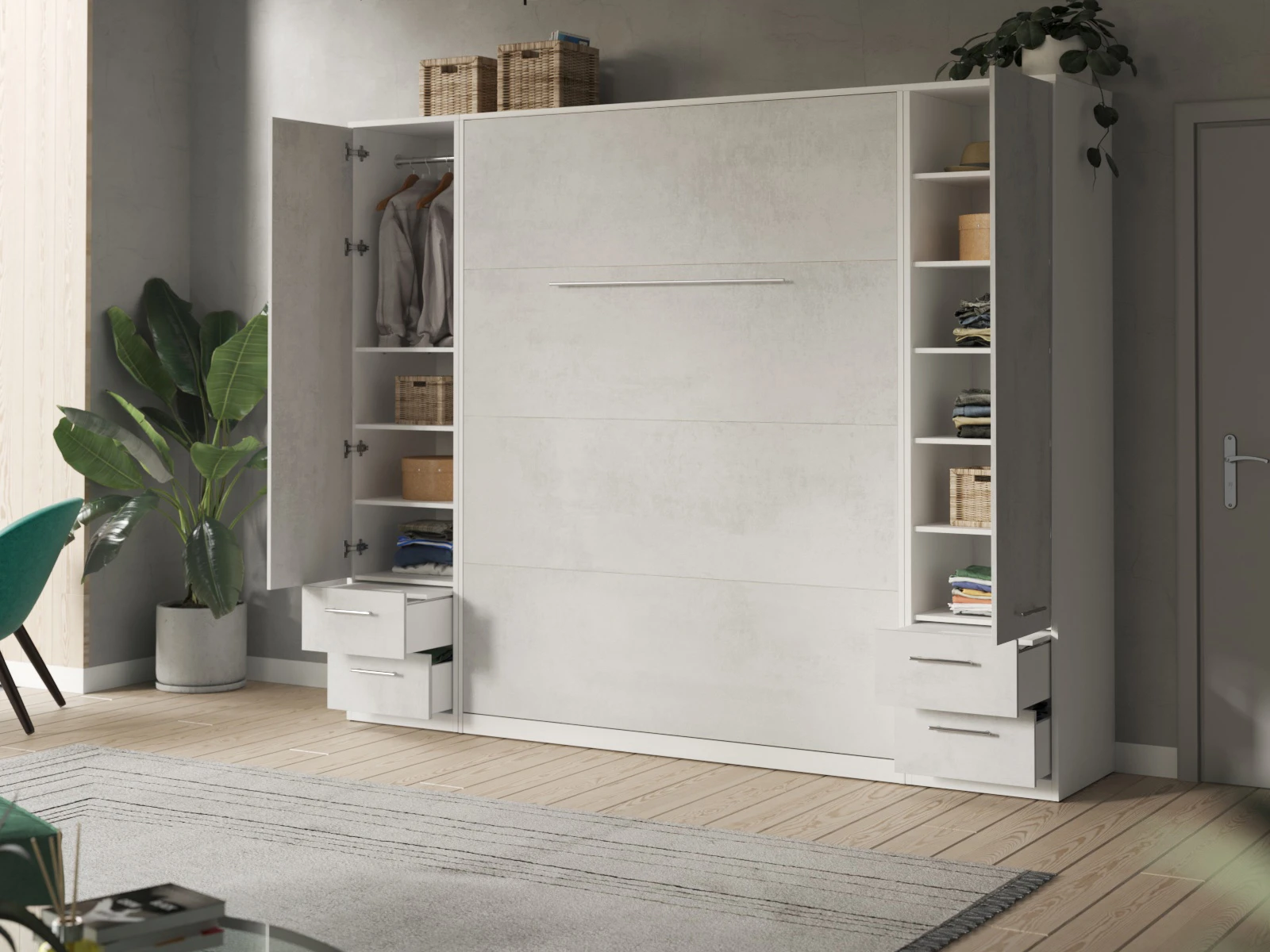 Cabinet 50 cm (Standard 55 cm depth) White / Concrete picture 10