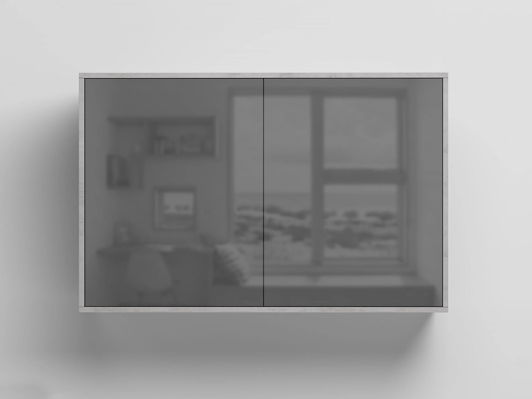 Wall Cabinet with 2 doors Concrete / Grey High Gloss picture 1
