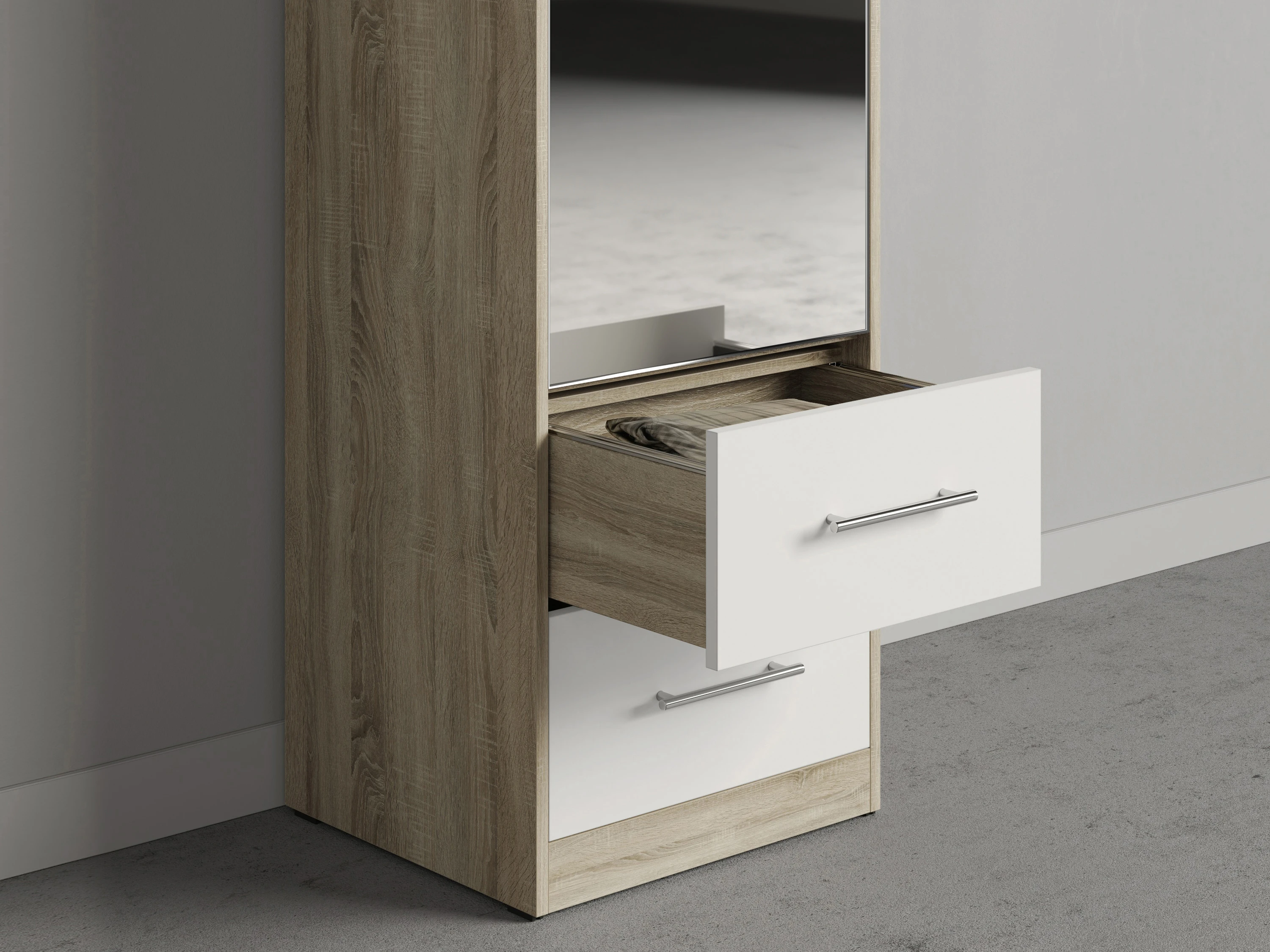 Cabinet 50 cm (Standard 45 cm depth) Oak Sonoma / Mirror / White picture 3