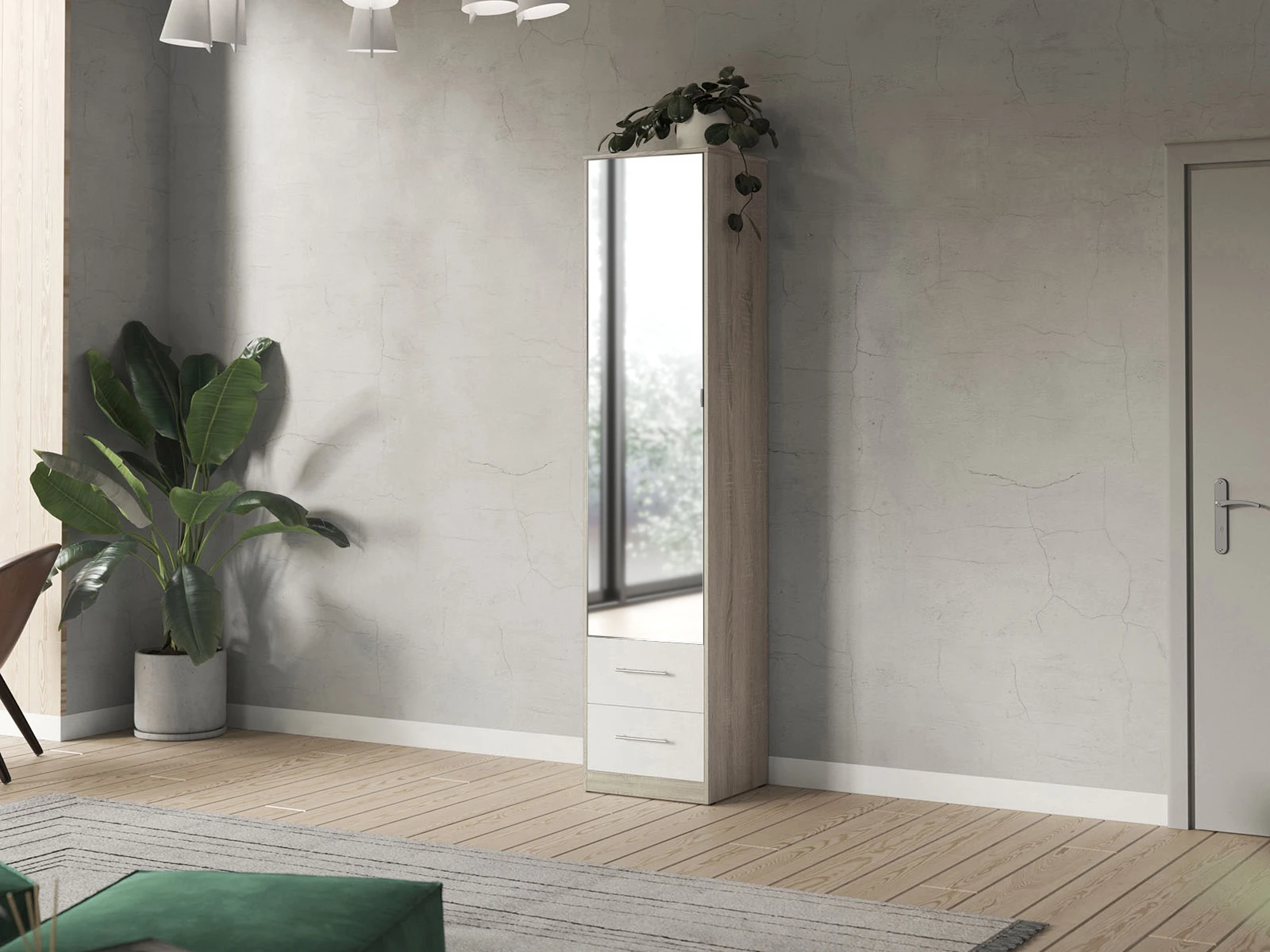 Cabinet 50 cm (Standard 45 cm depth) Oak Sonoma / Mirror / White picture 8