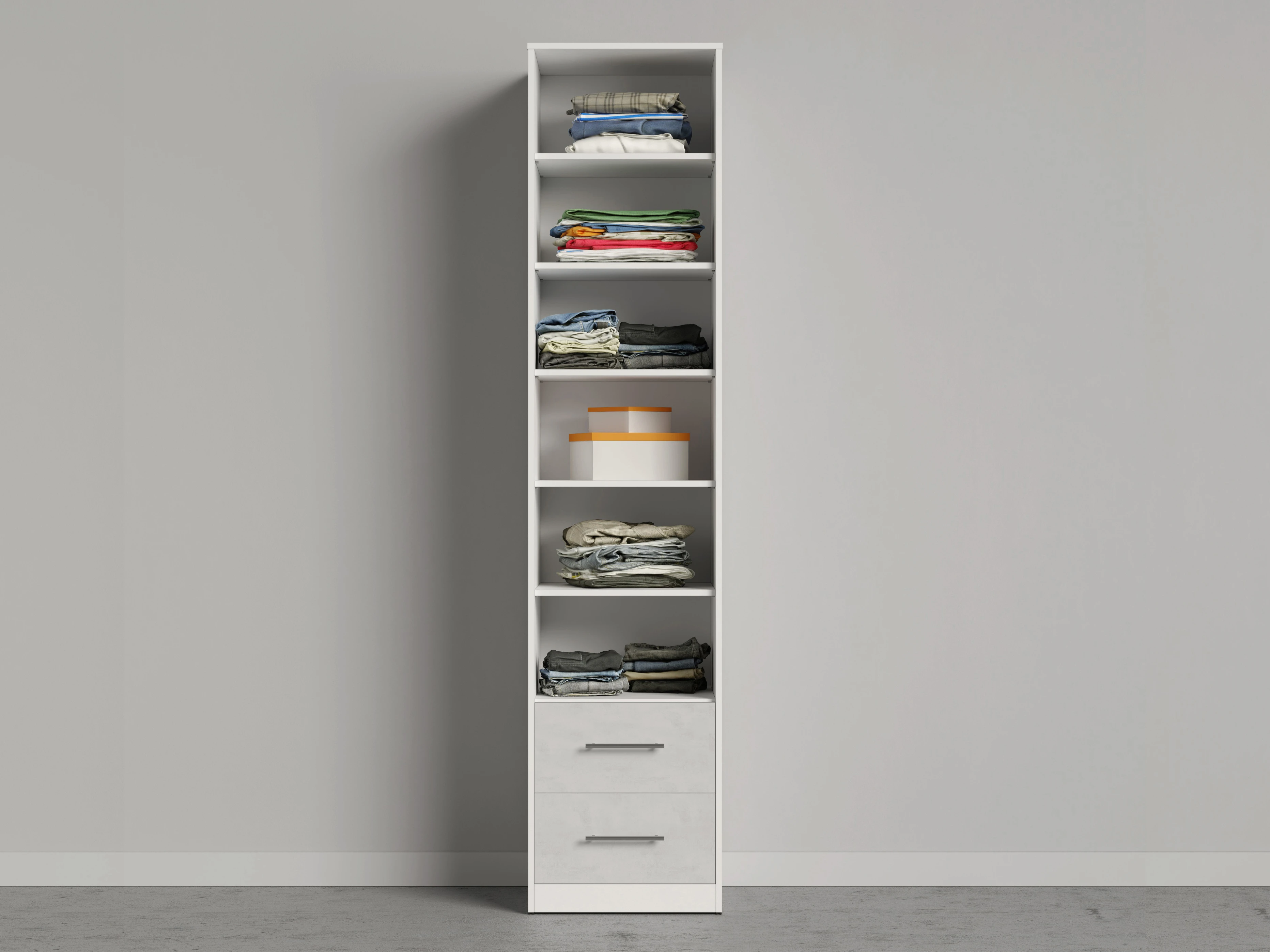 2 Cabinet 50 cm (Standard 45 cm depth) White / Mirror / Concrete