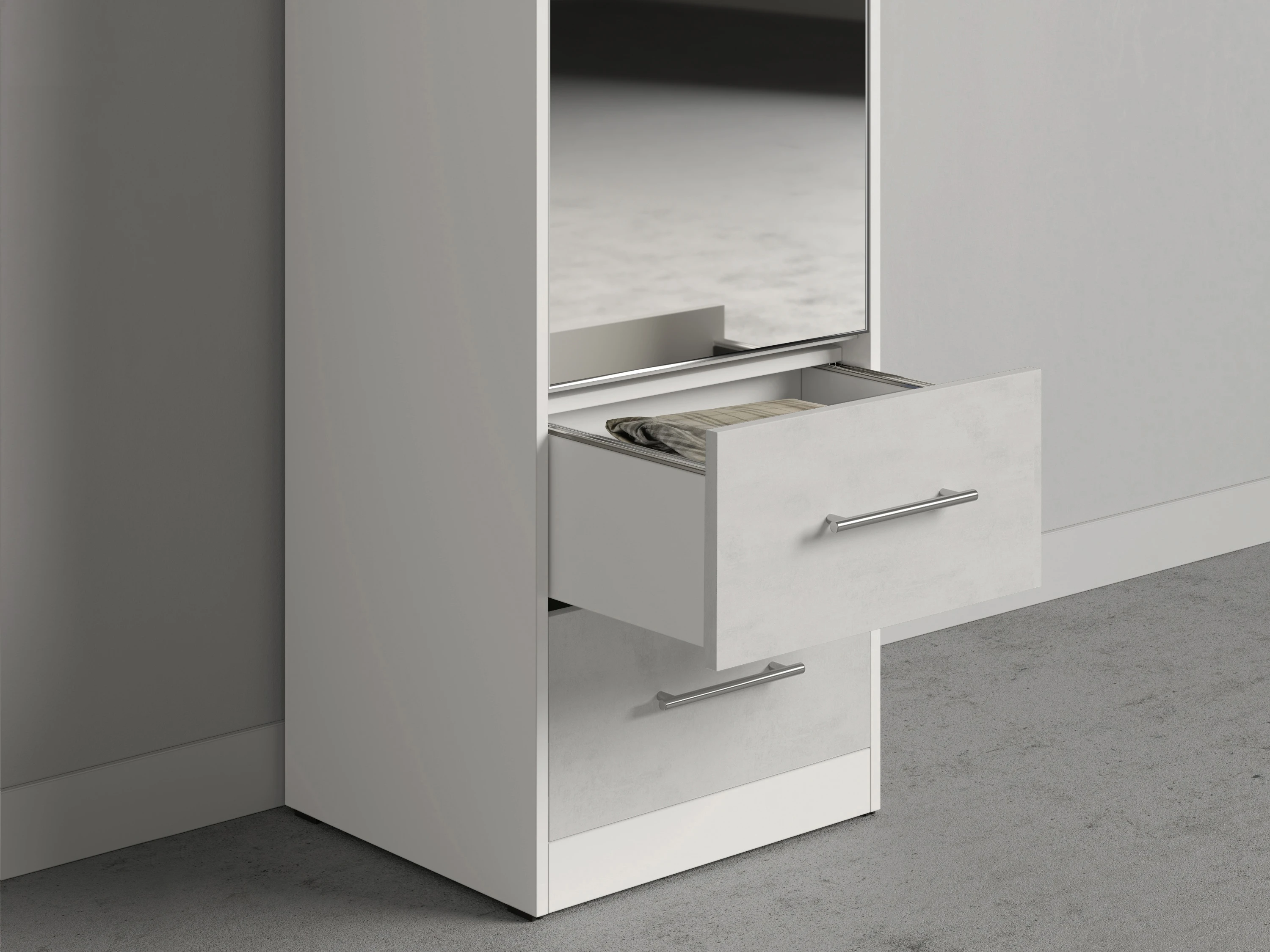 Cabinet 50 cm (Standard 45 cm depth) White / Mirror / Concrete picture 3