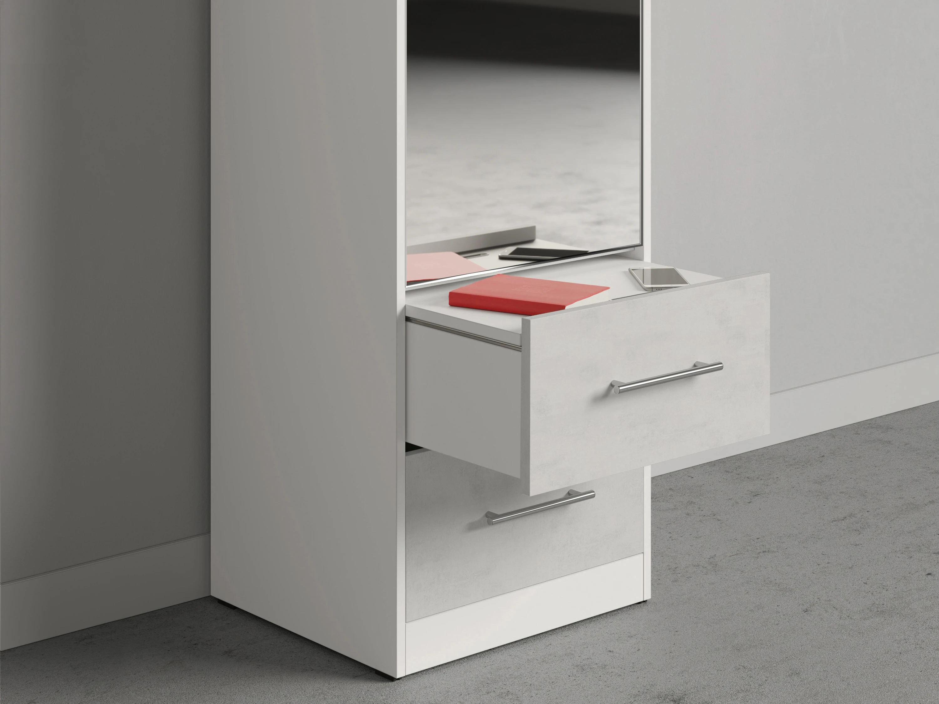 Cabinet 50 cm (Standard 45 cm depth) White / Mirror / Concrete picture 4