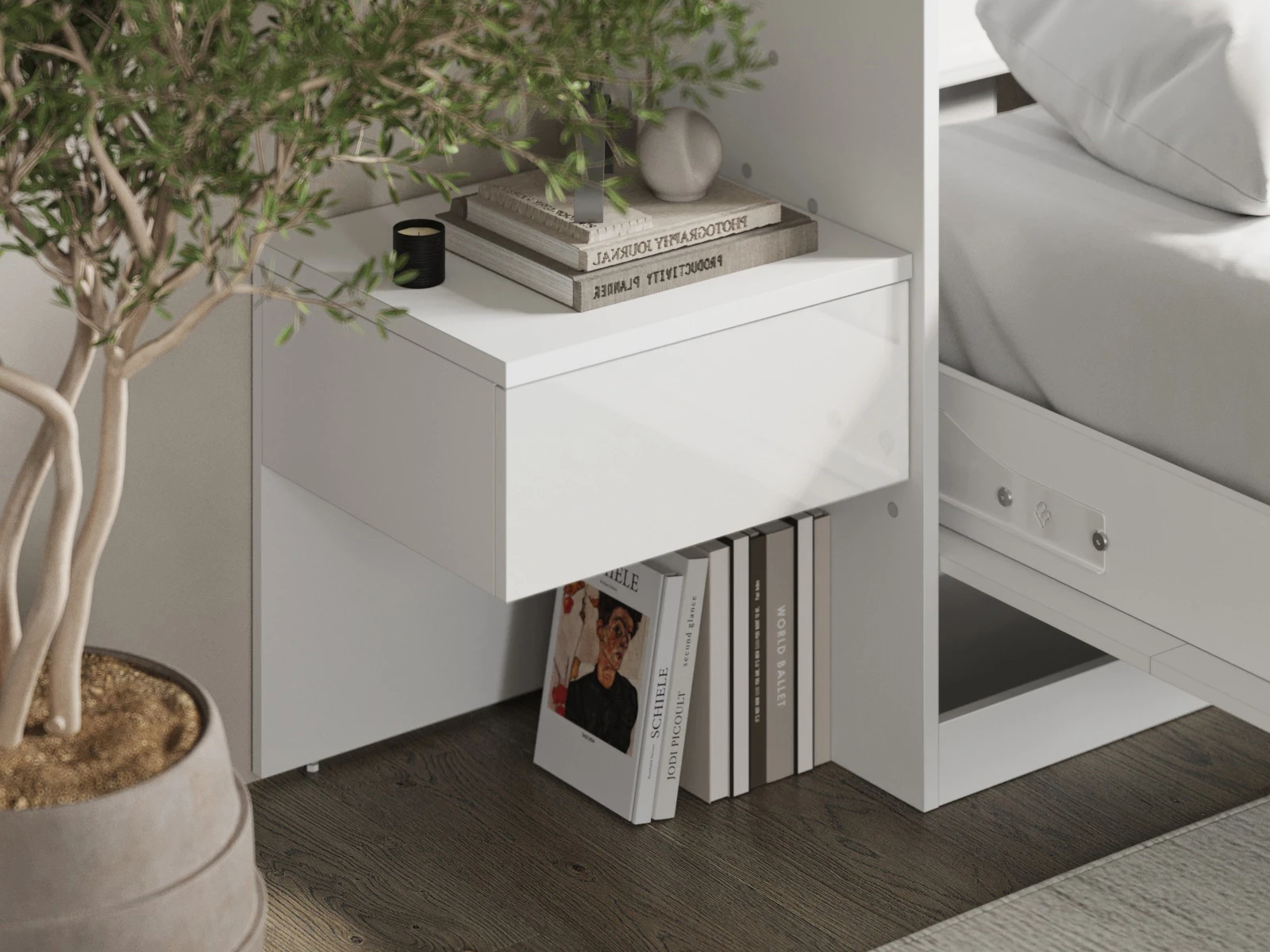 Bedside table Classic White / White Gloss picture 5
