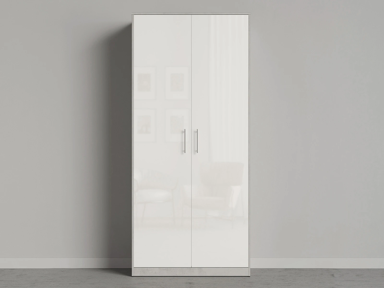 1 Cabinet 100 cm (Standard 45 cm depth) Concrete / White Gloss